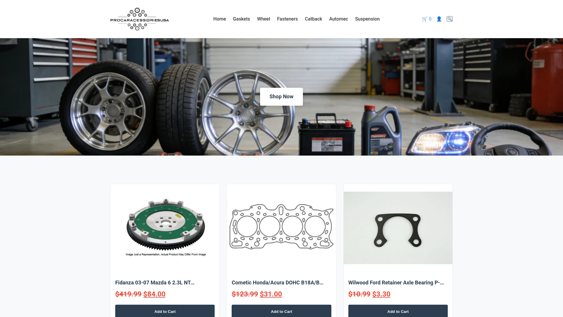 website screenshot of https://procaraccessoriesusa.com/