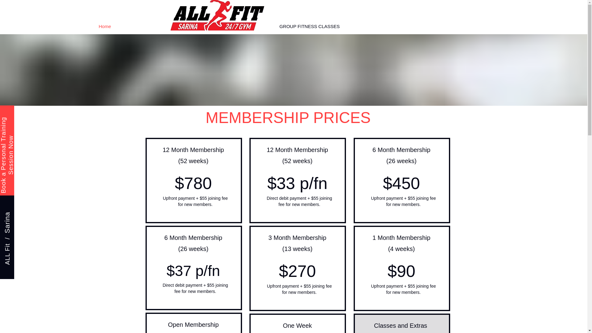 website screenshot of https://allfitsarina.com.au/