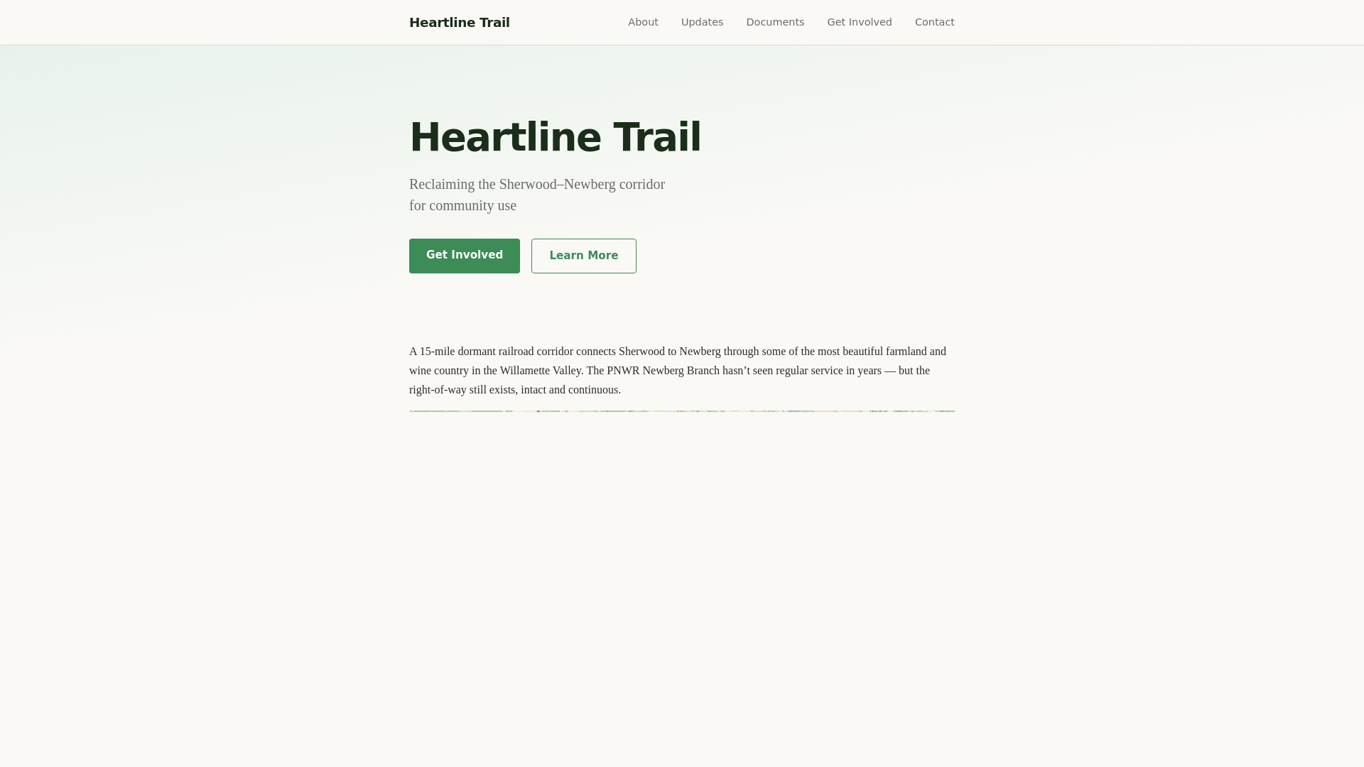 website screenshot of https://heartlinetrail.org/
