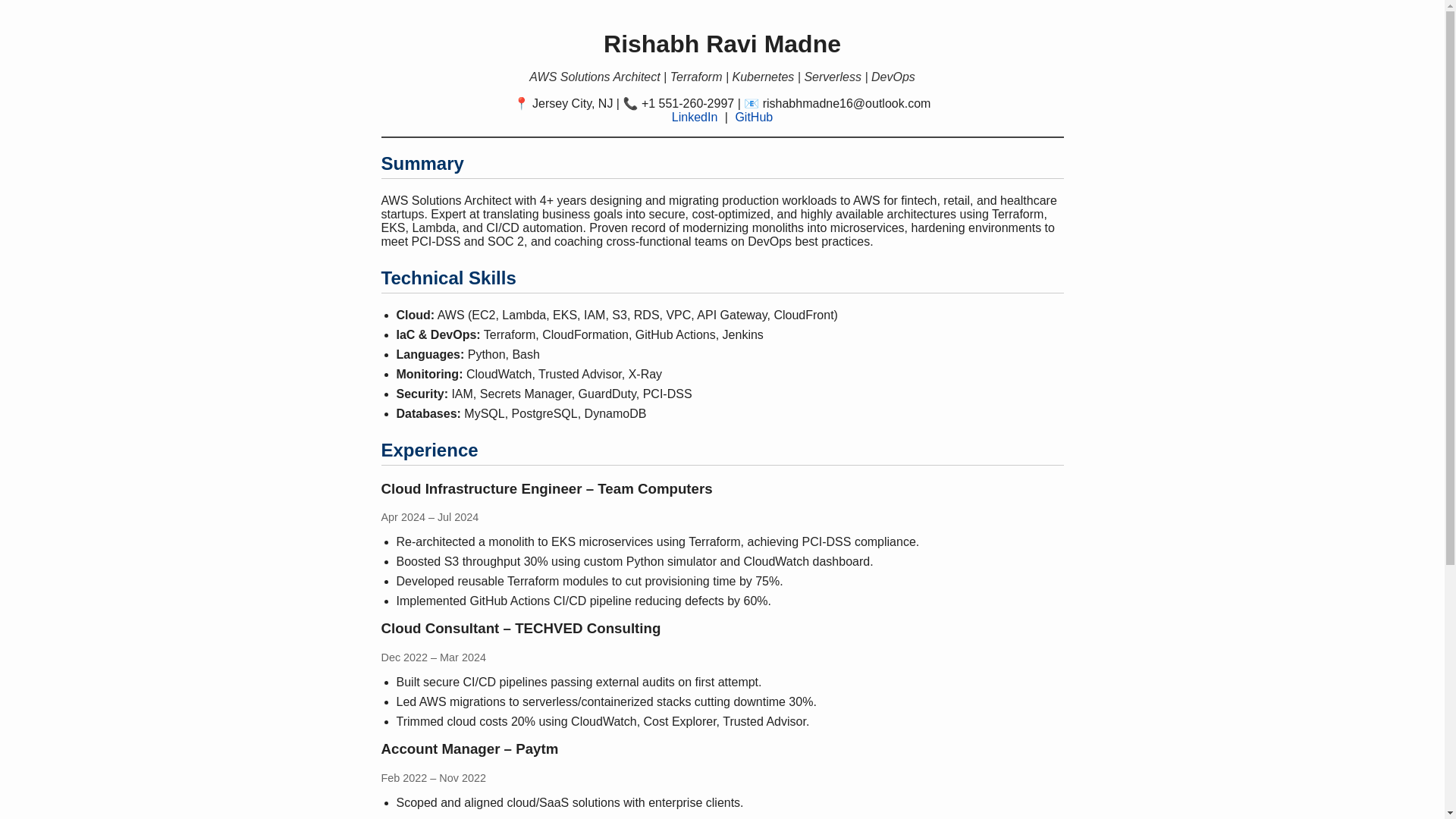 website screenshot of https://rishabhmadne.com/