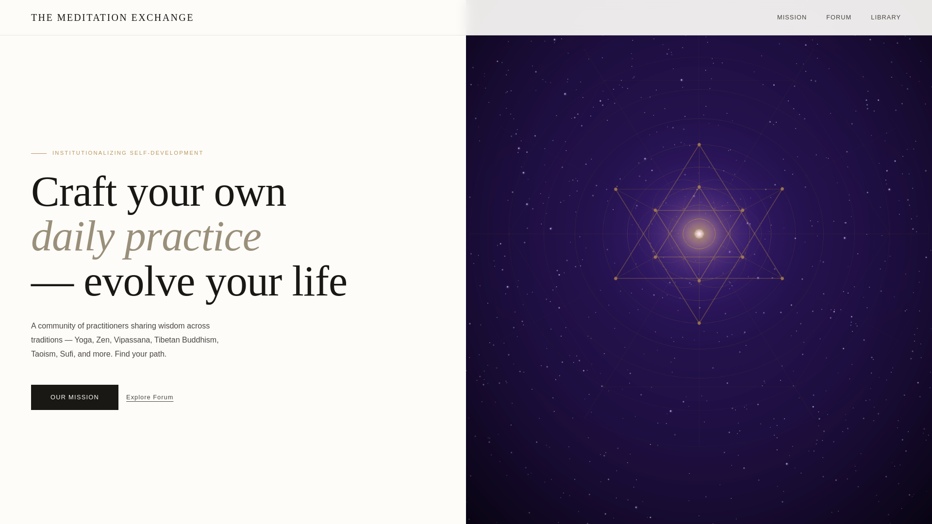 website screenshot of https://meditationexchange.com/