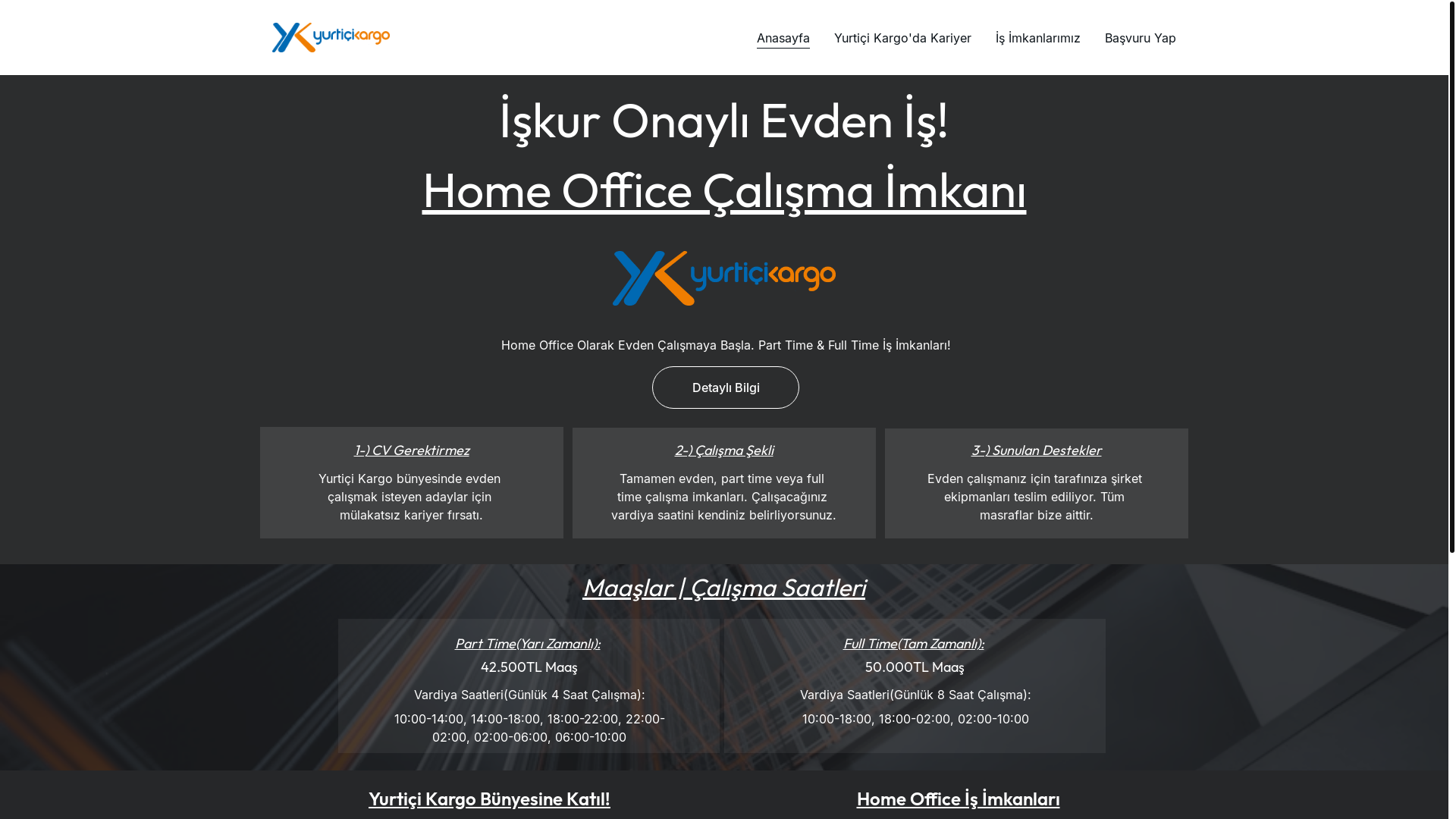 website screenshot of https://yurticikariyer.online/