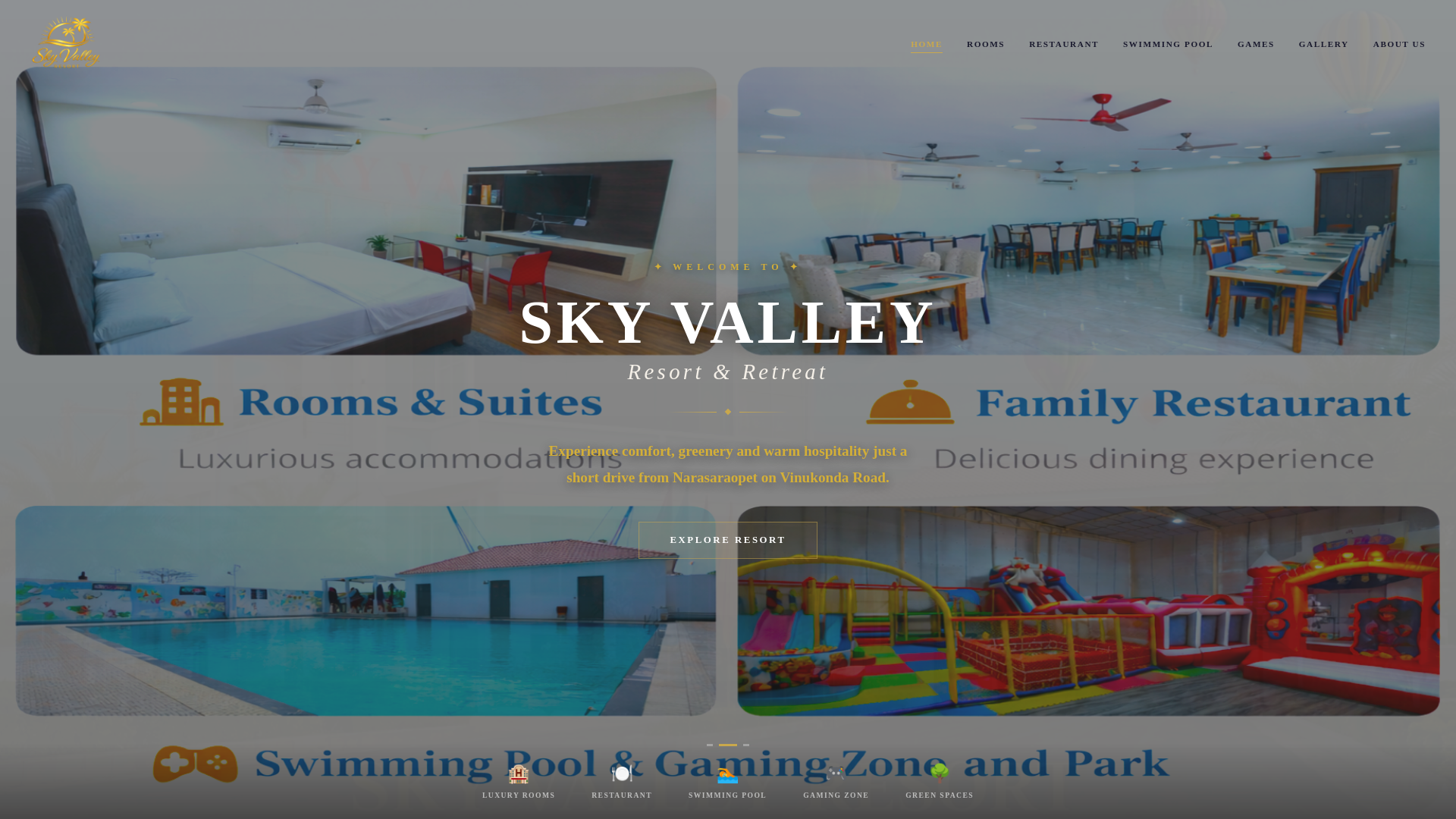 website screenshot of https://skyvalleyresort.in