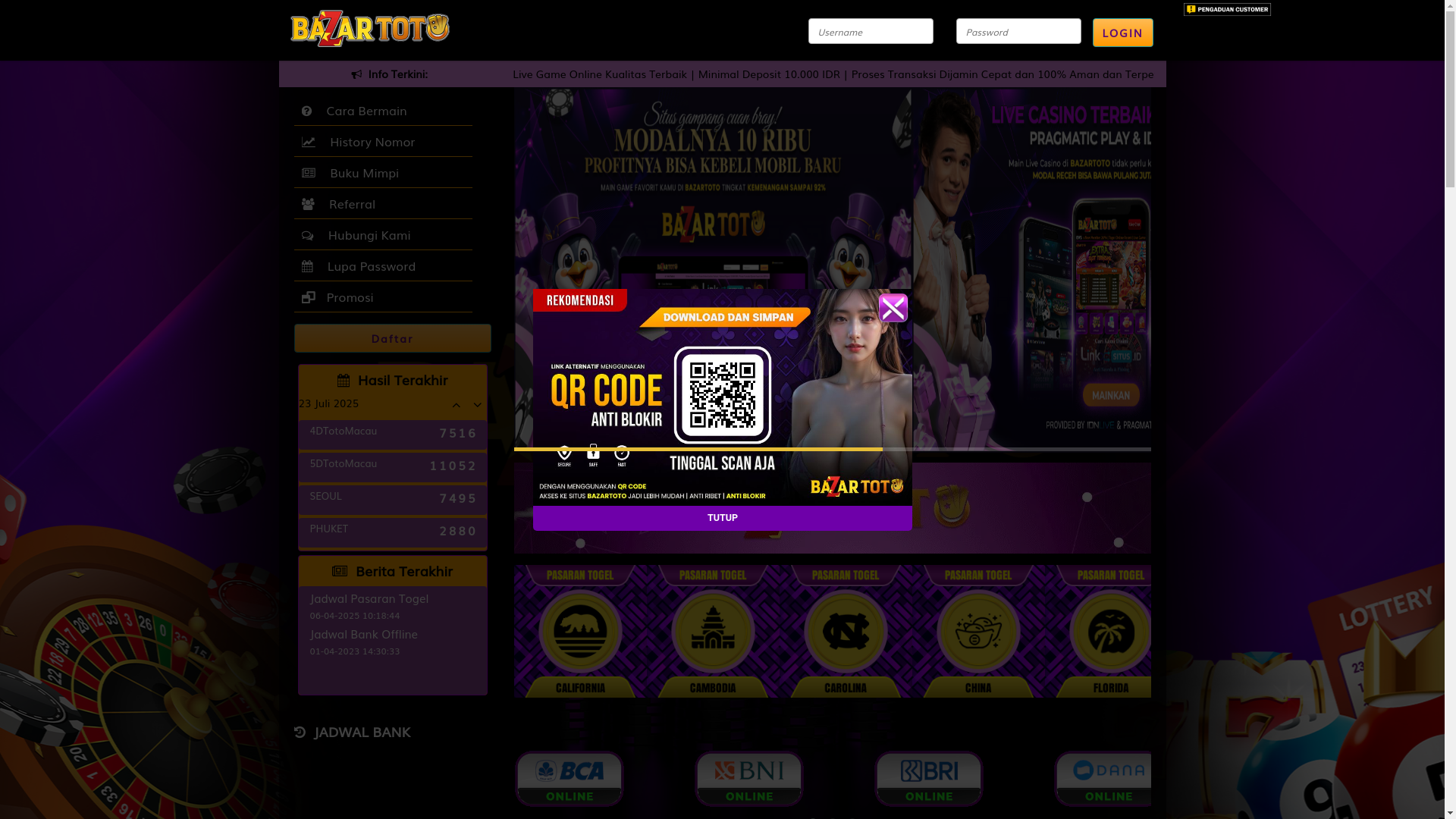 website screenshot of https://bazartoto99.com/
