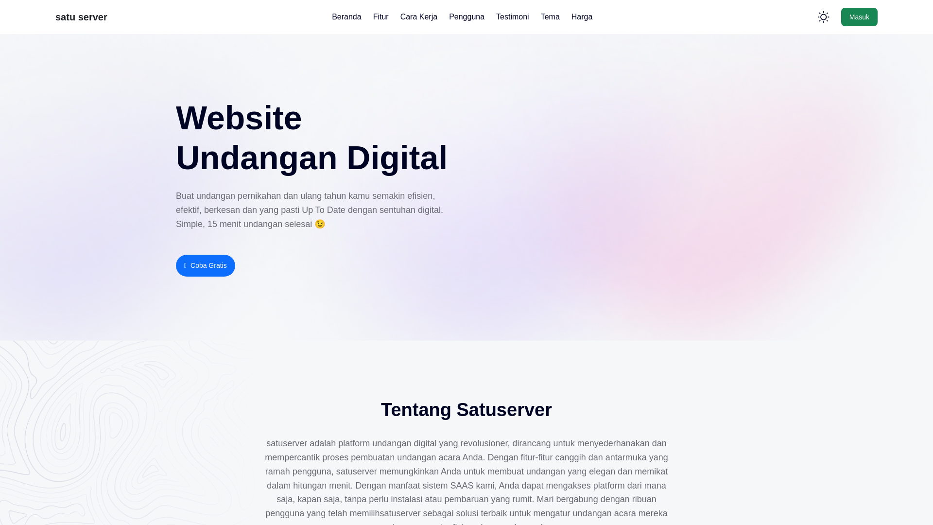website screenshot of https://satuserver.web.id
