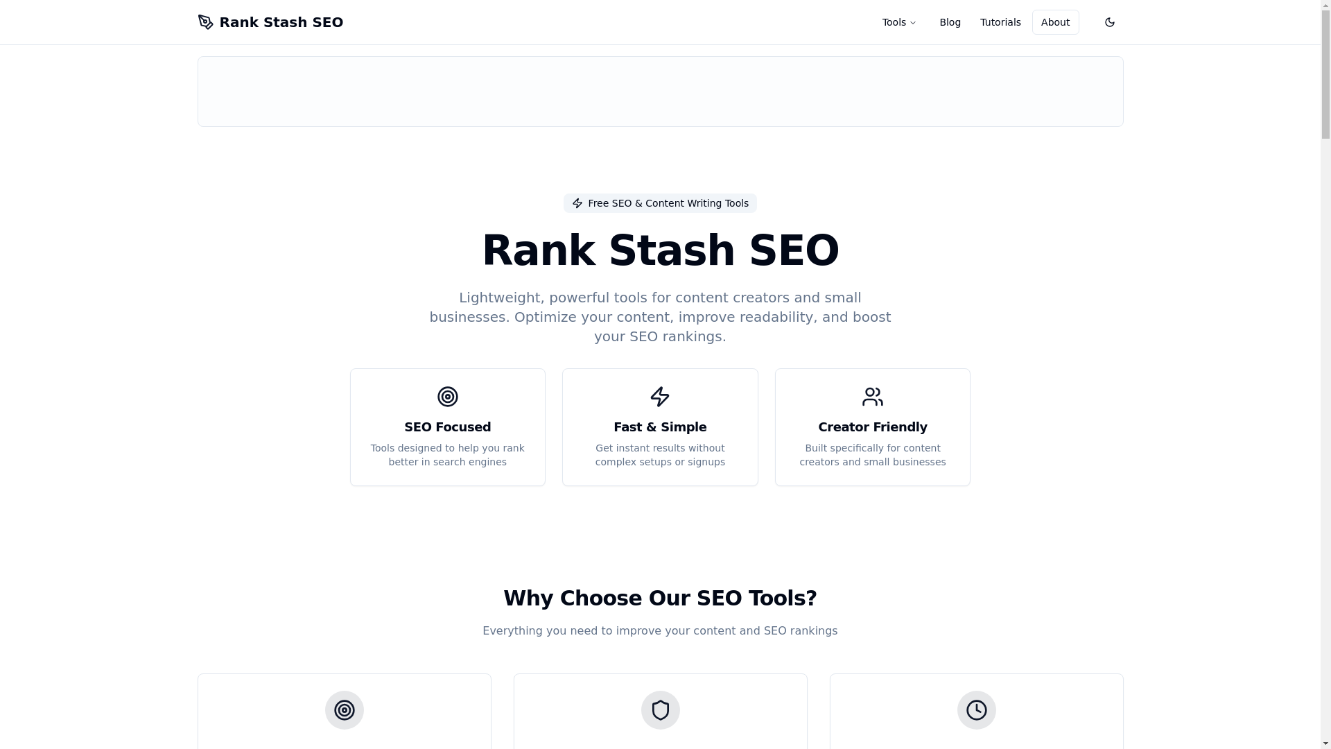 website screenshot of https://rankstash.pages.dev/