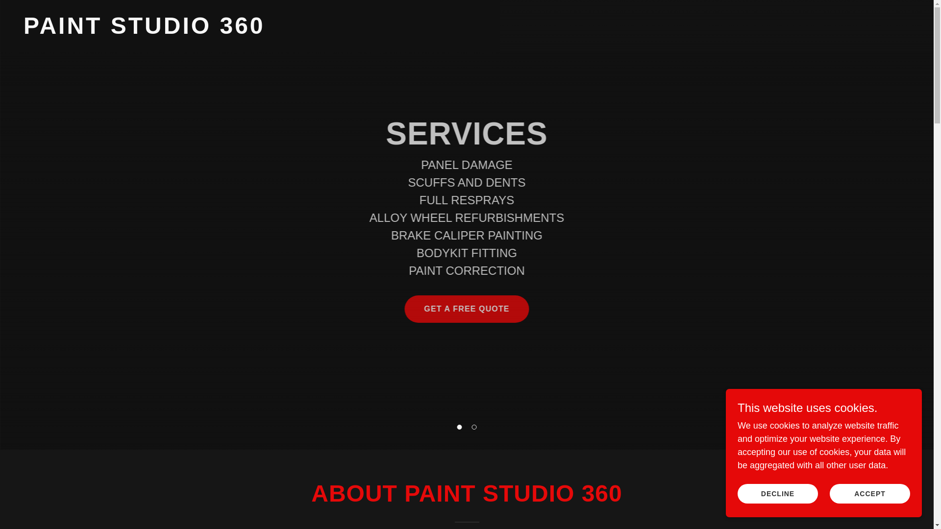 website screenshot of https://paintstudio360.co.uk/