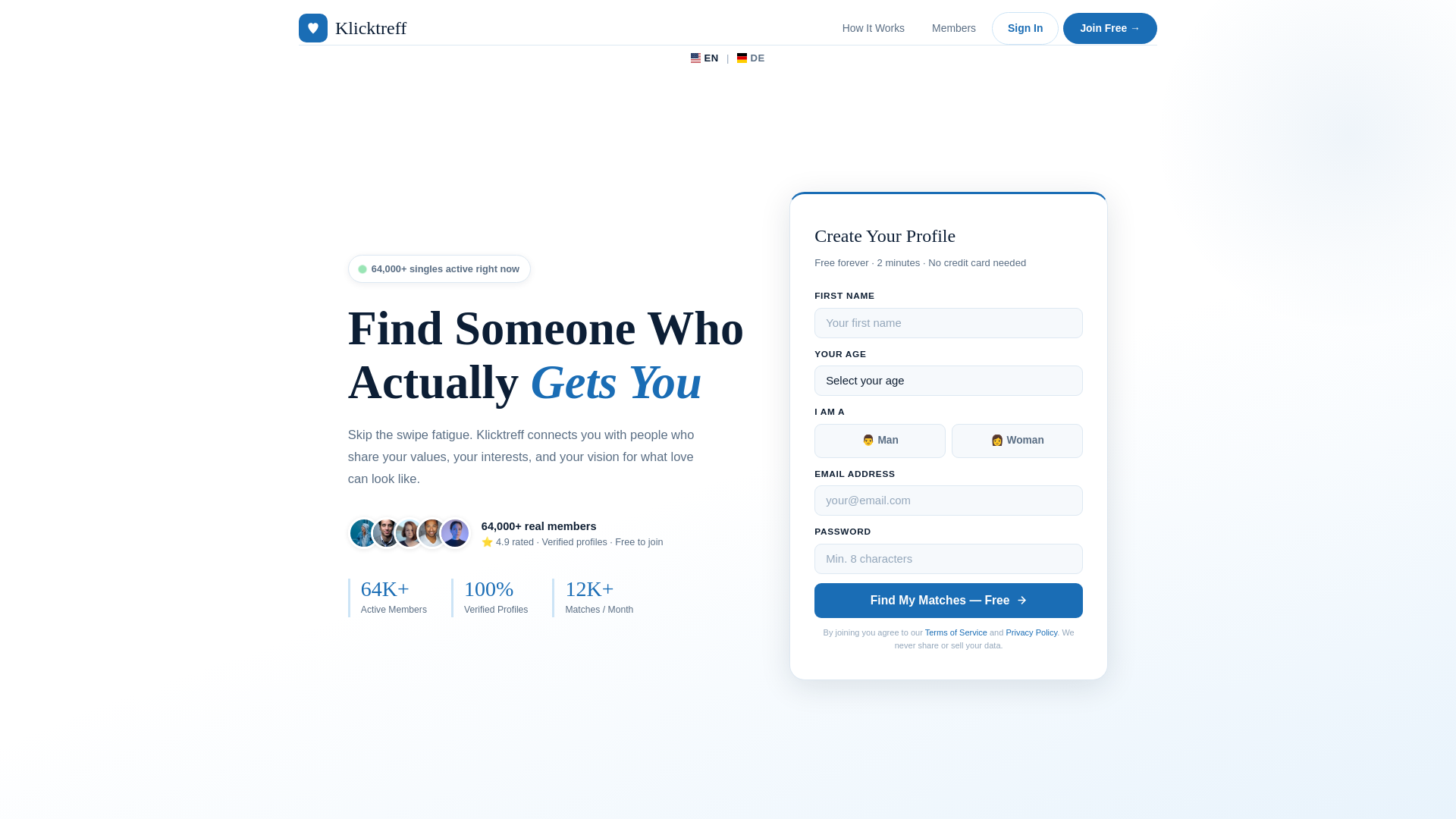 website screenshot of https://klicktreff.com/