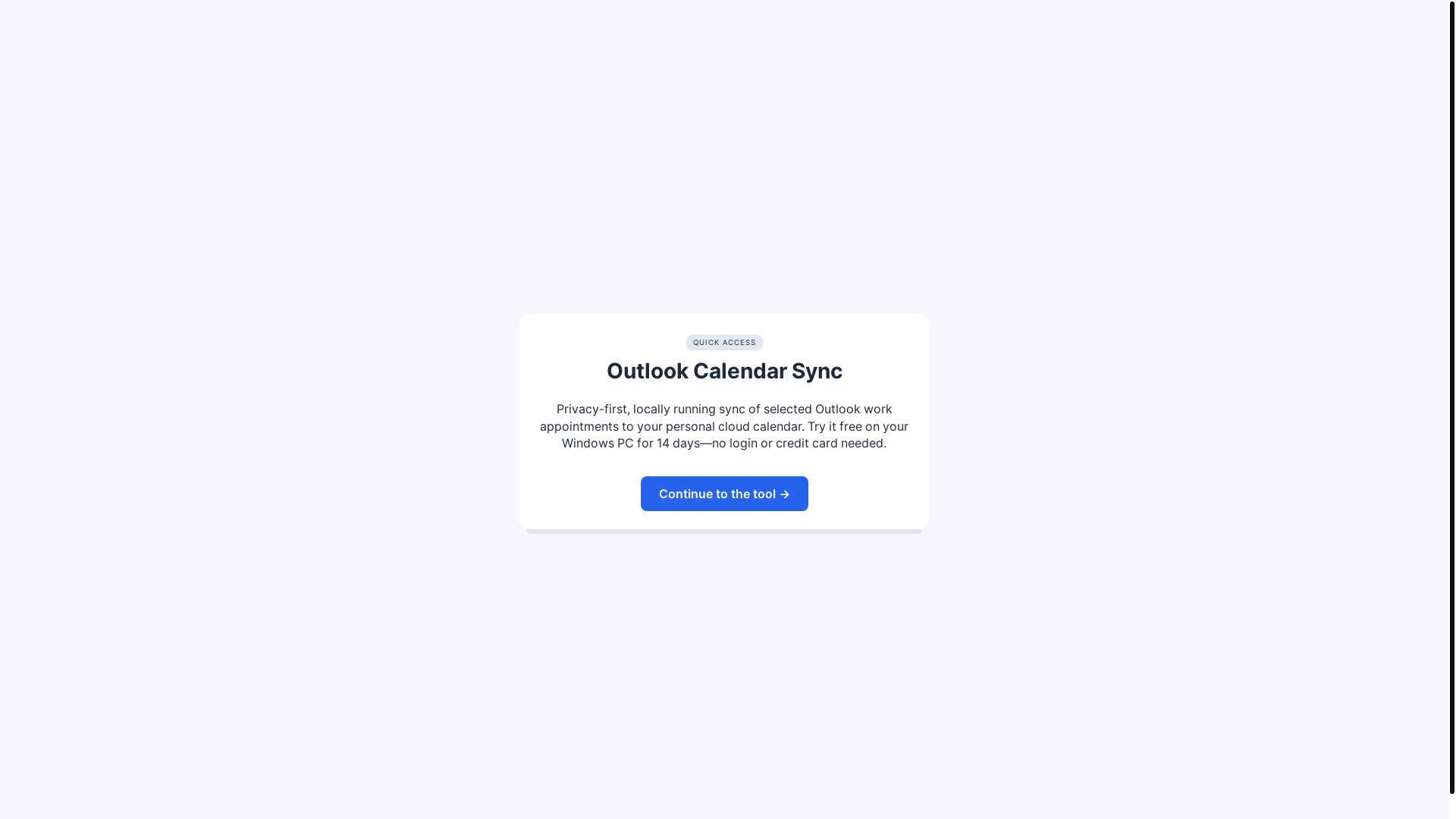 website screenshot of https://outlookcalendarsync-frontpage.pages.dev/