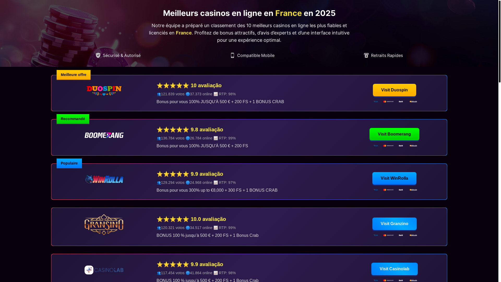 website screenshot of https://frcasinostar.com/casino