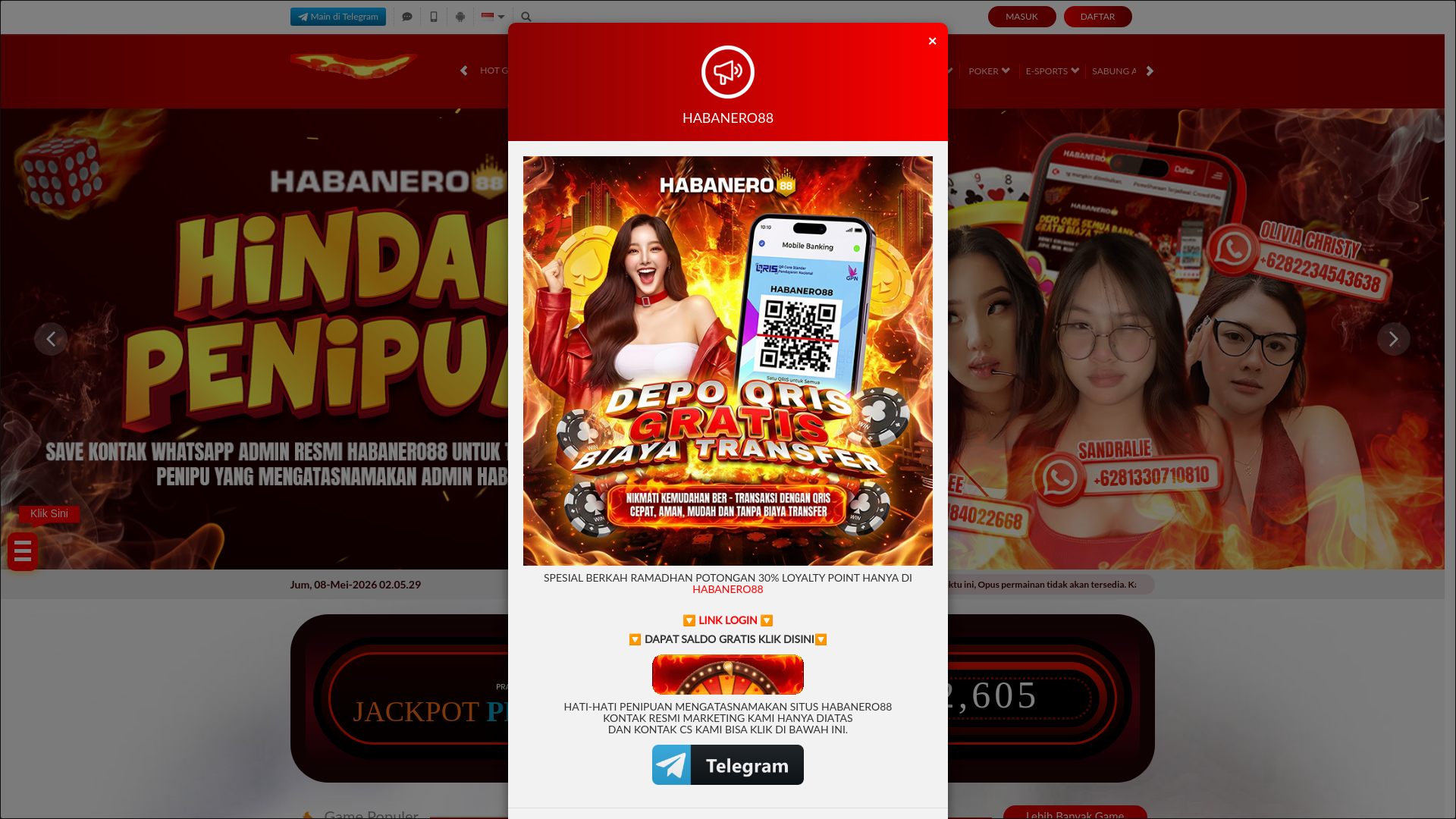 website screenshot of https://habanero88daftar.com/
