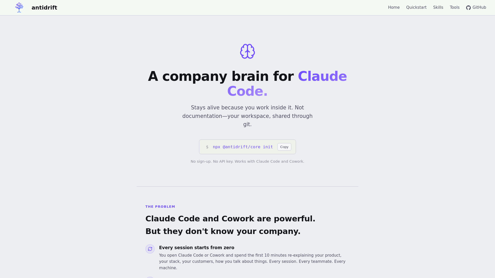 website screenshot of https://antidrift-site.pages.dev/