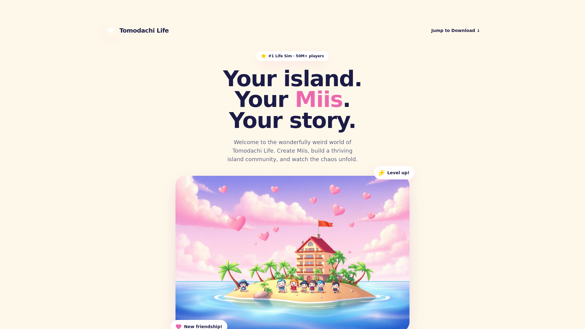 website screenshot of https://getmytomodachi.com/