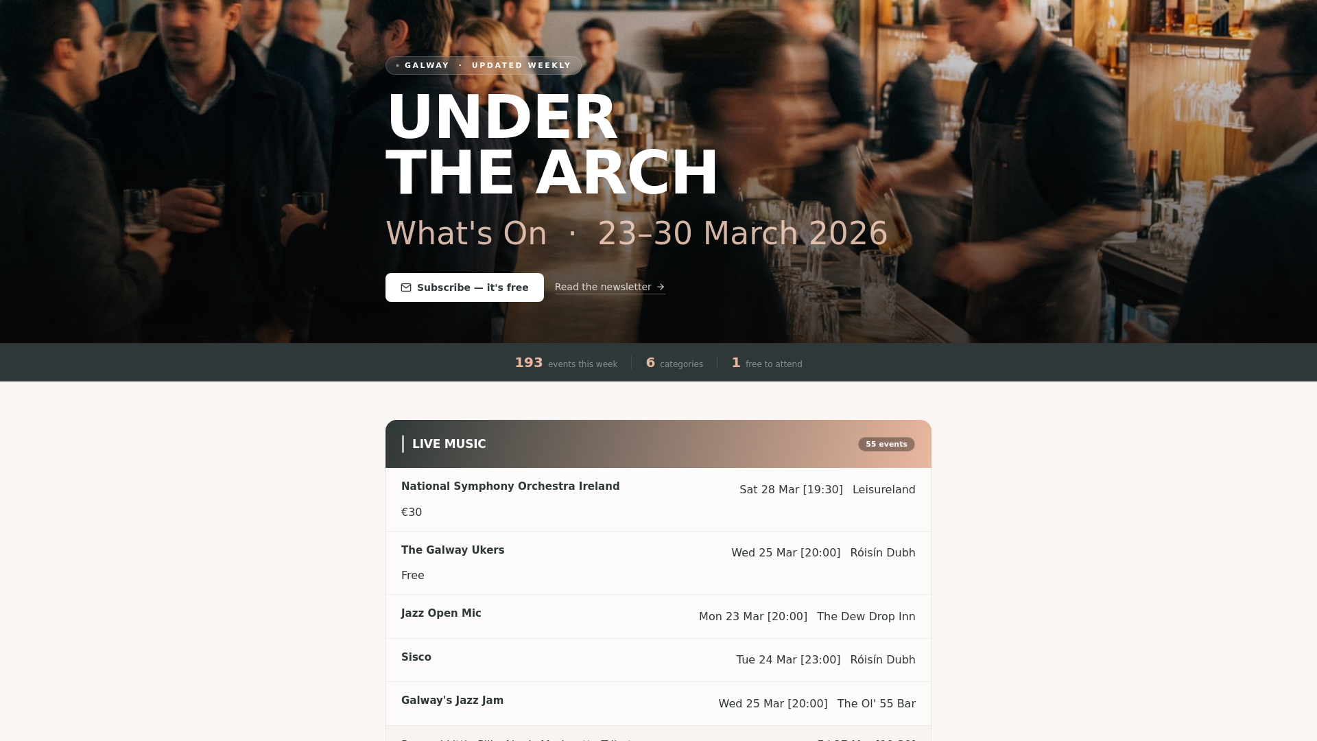 website screenshot of https://under-the-arch-events.pages.dev/