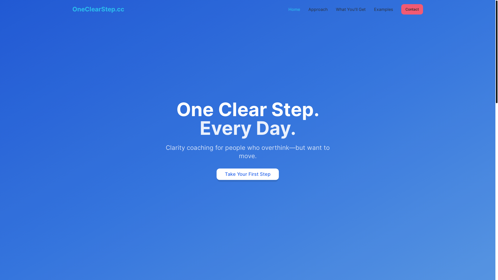 website screenshot of https://oneclearstep.cc/