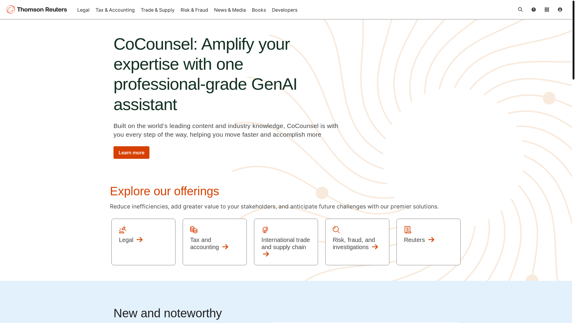 website screenshot of https://www.thomsonreuters.com/