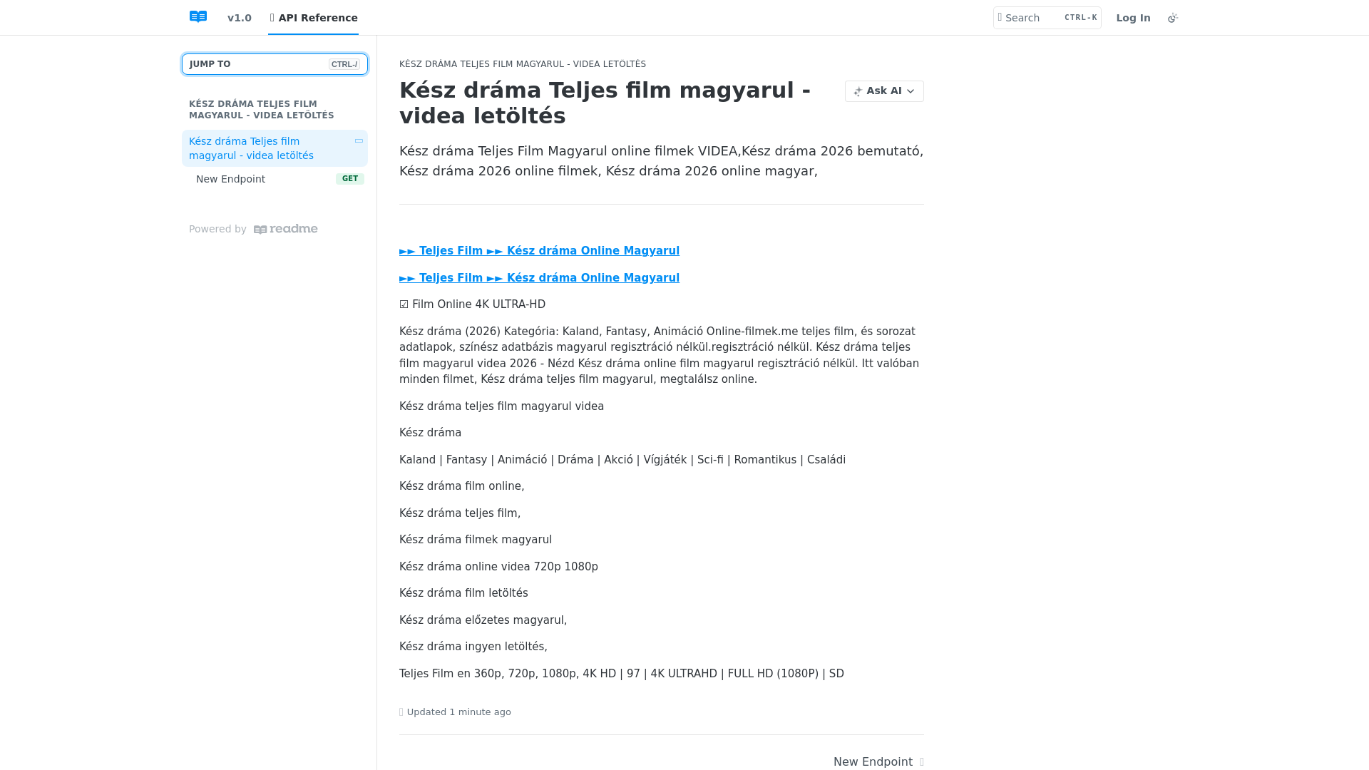 website screenshot of https://kesz-drama-mozi.readme.io/reference/keszdrama