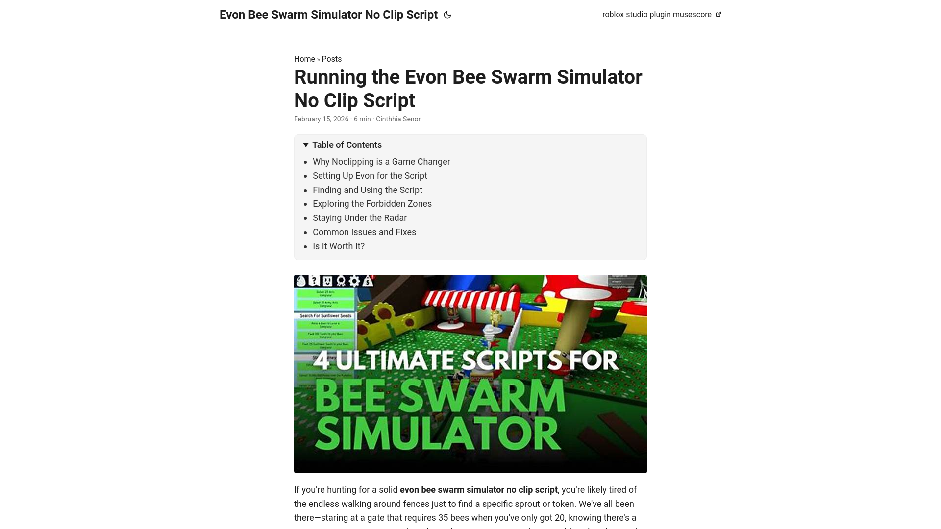 website screenshot of https://evon-bee-swarm-simulator-no-clip-script.pages.dev/