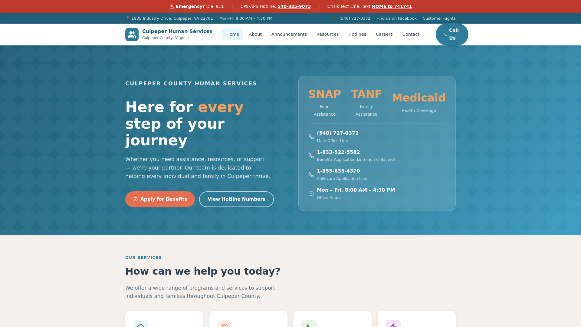 website screenshot of https://culpeperhumanservices-website.pages.dev/