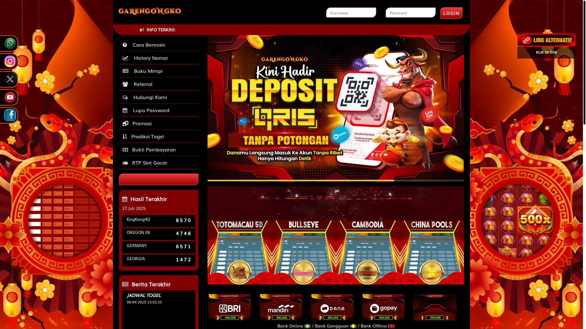 website screenshot of https://garengongkoxb.store/