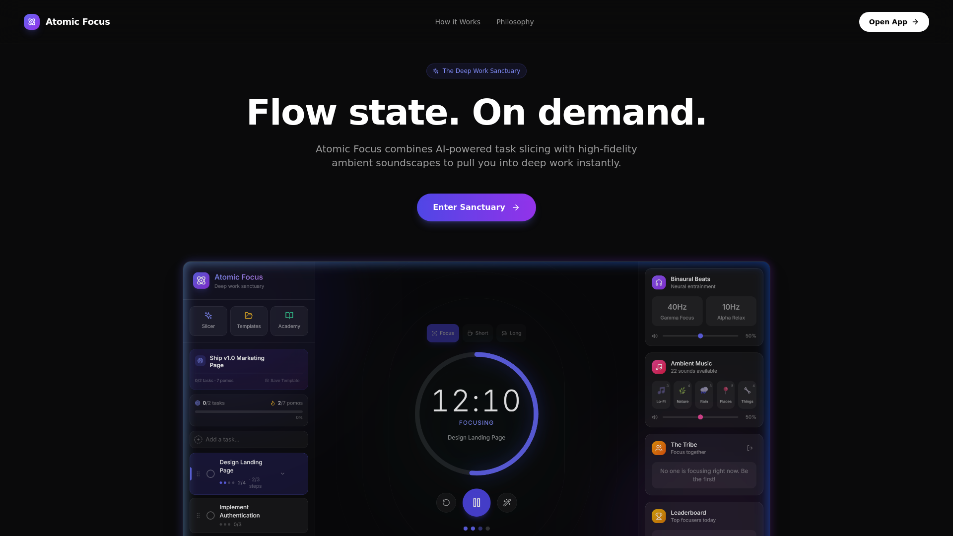 website screenshot of https://atomicfocus.pages.dev/