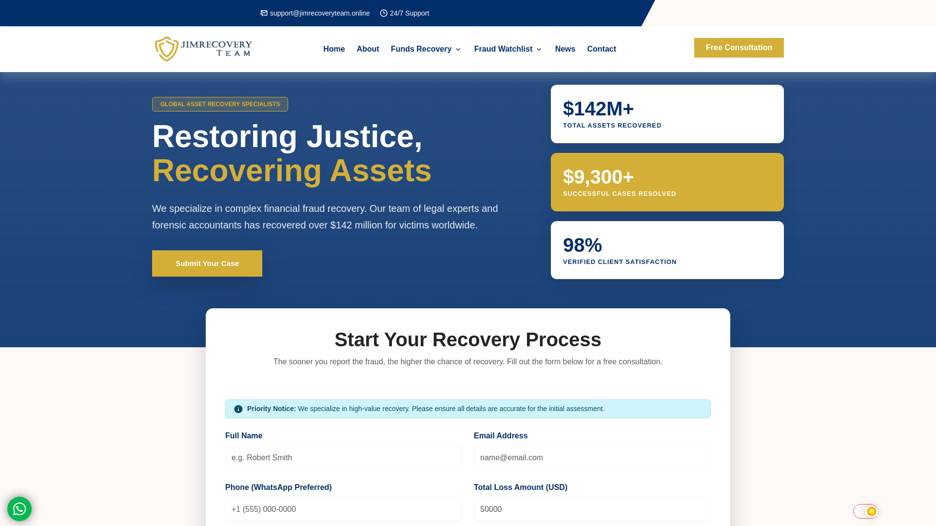 website screenshot of https://jimrecoveryteam.online/