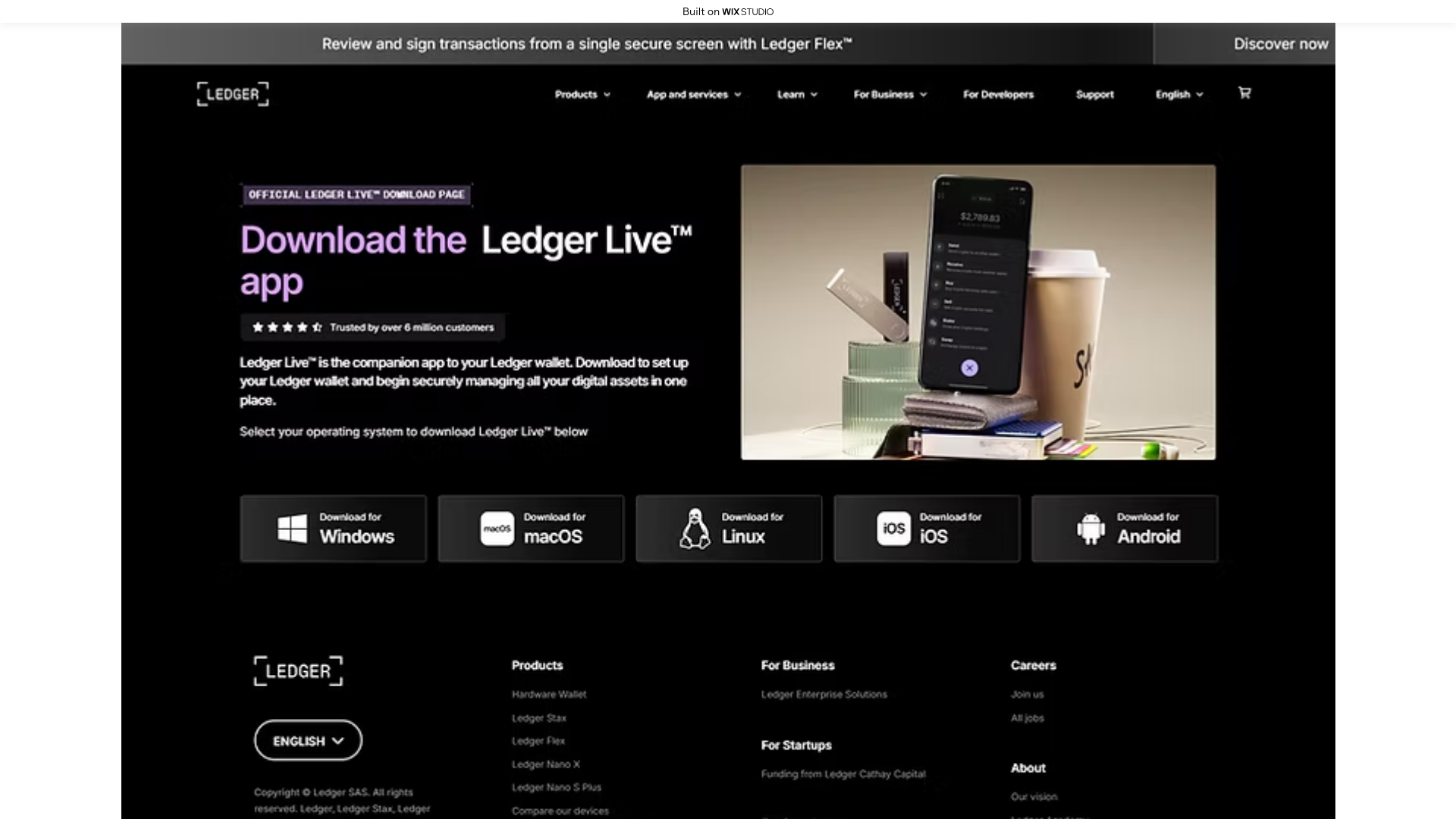 website screenshot of https://ledgr-applive.wixstudio.com/en-us