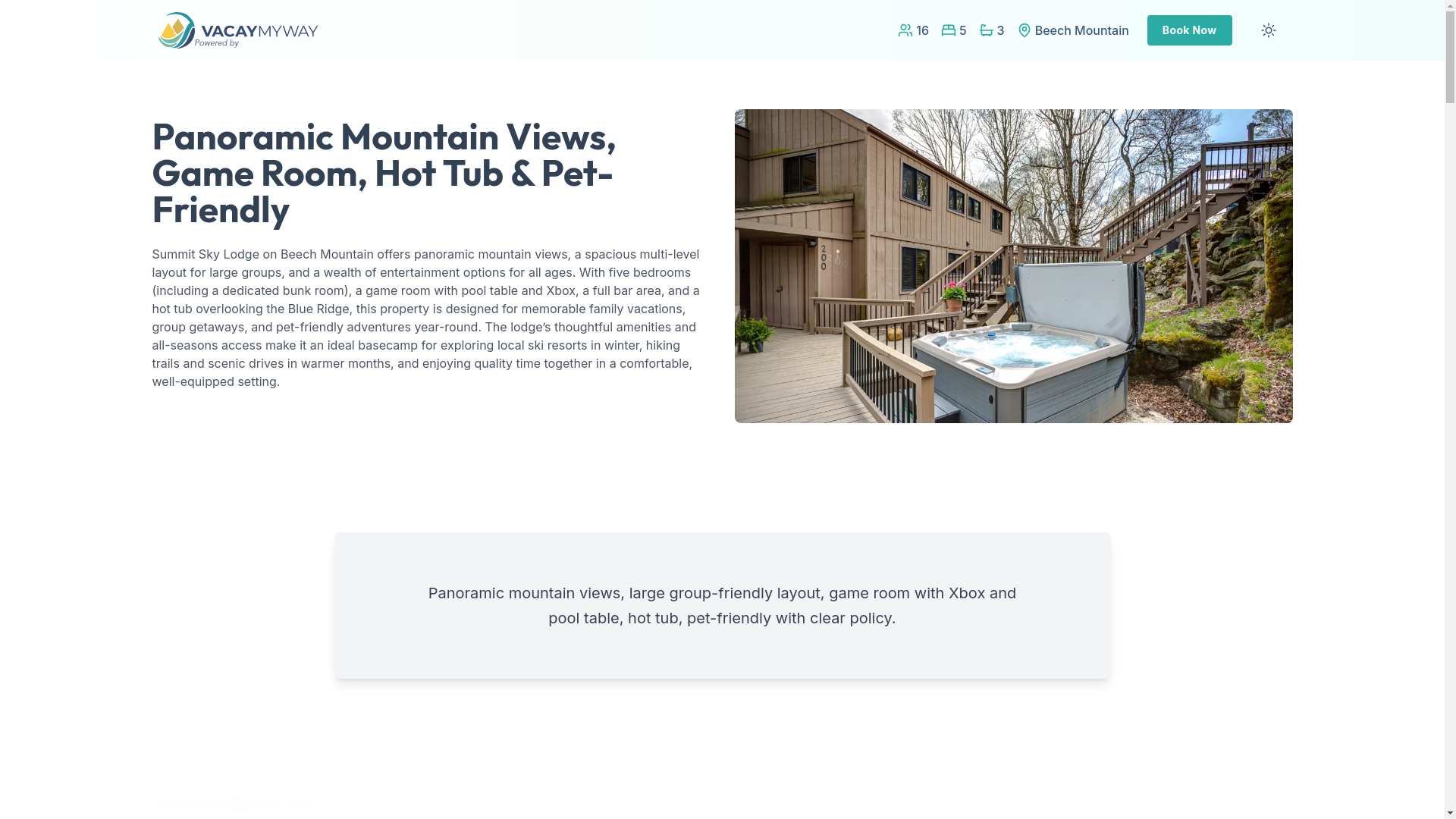 website screenshot of https://zenbeechmountain.holiday/
