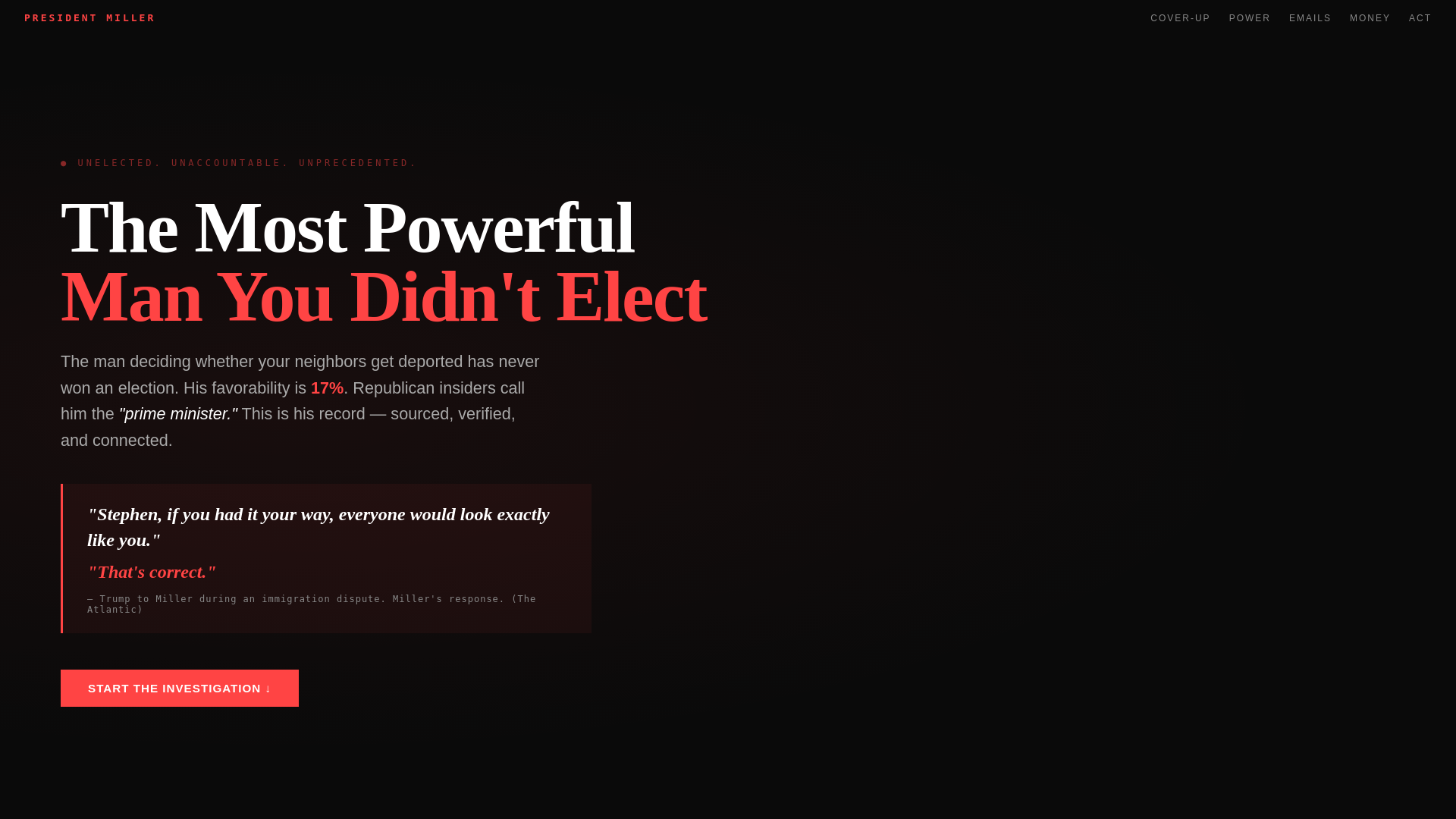 website screenshot of https://presidentmiller.pages.dev/