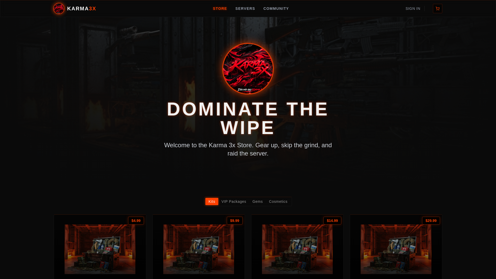 website screenshot of https://karma3x.com/