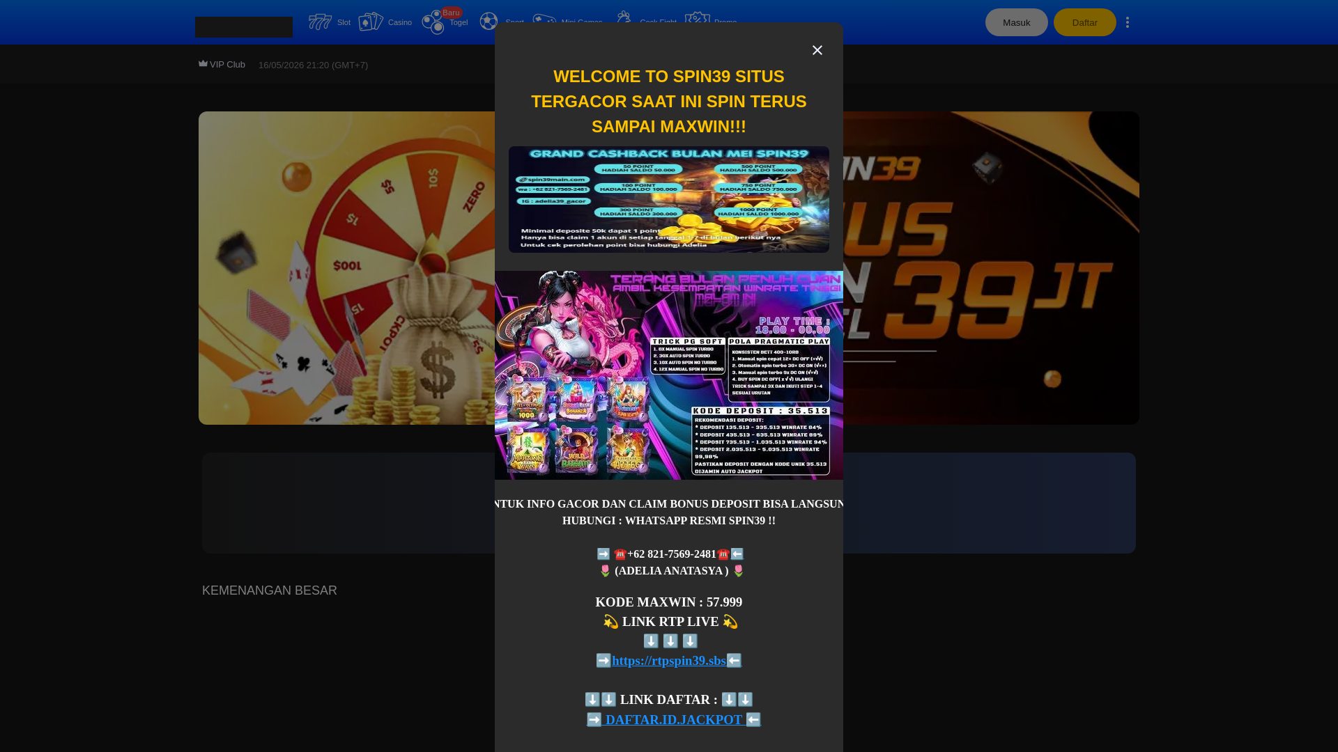 website screenshot of https://spin39idr.com/