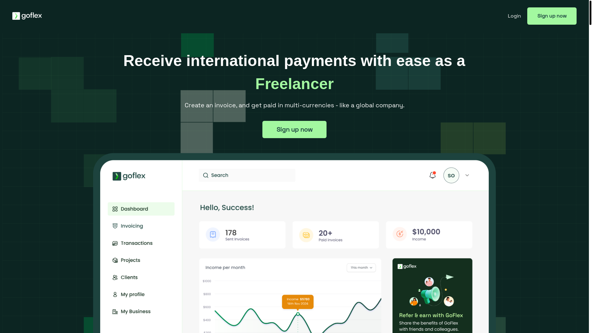 website screenshot of https://goflex-landing.pages.dev/
