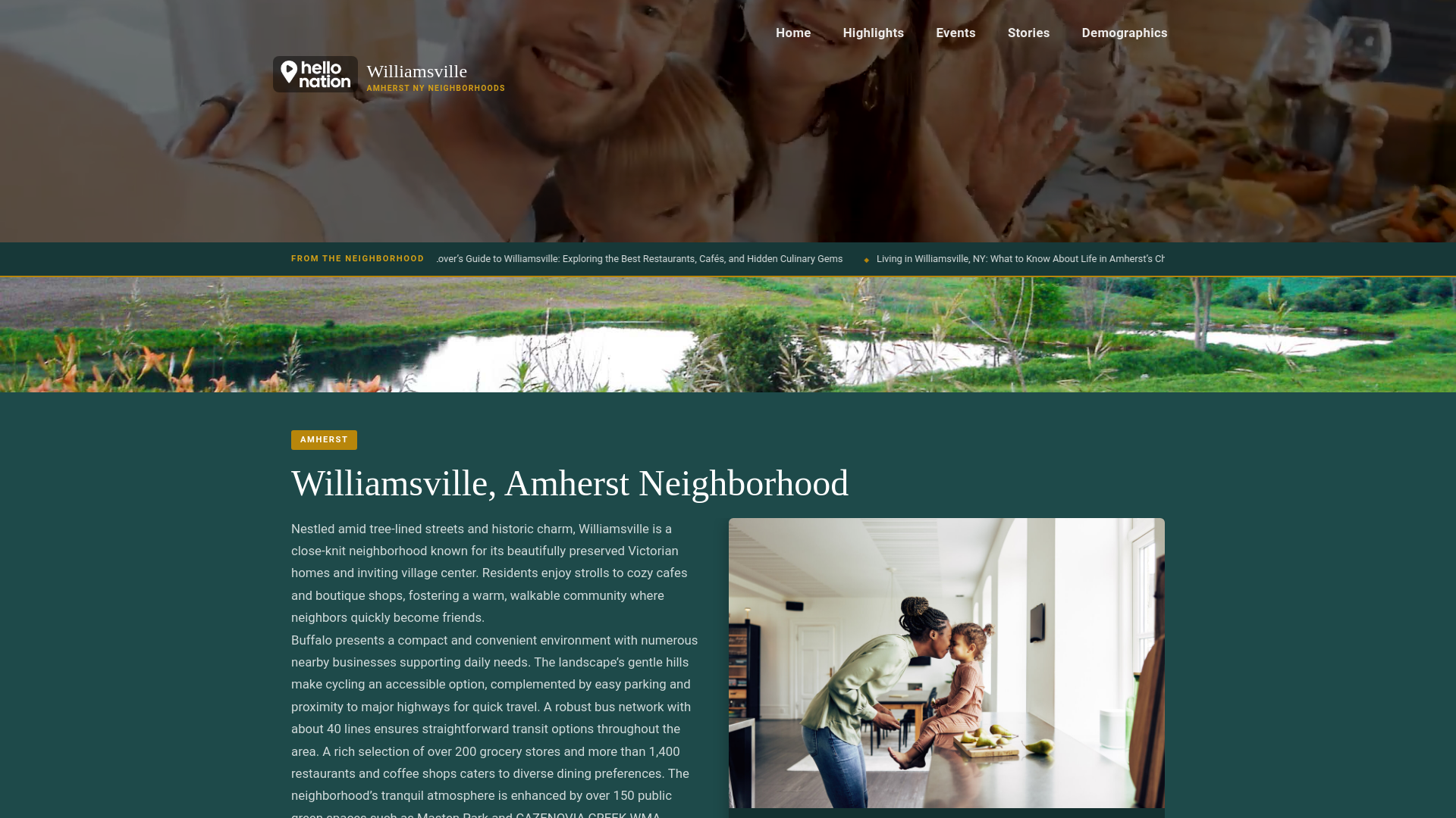 website screenshot of https://williamsvilleamherstneighborhood.org/