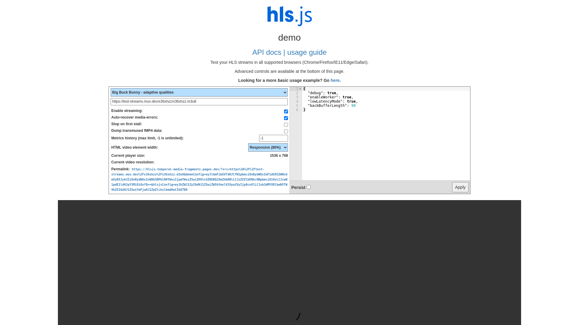 website screenshot of https://hlsjs-temporal-media-fragments.pages.dev/