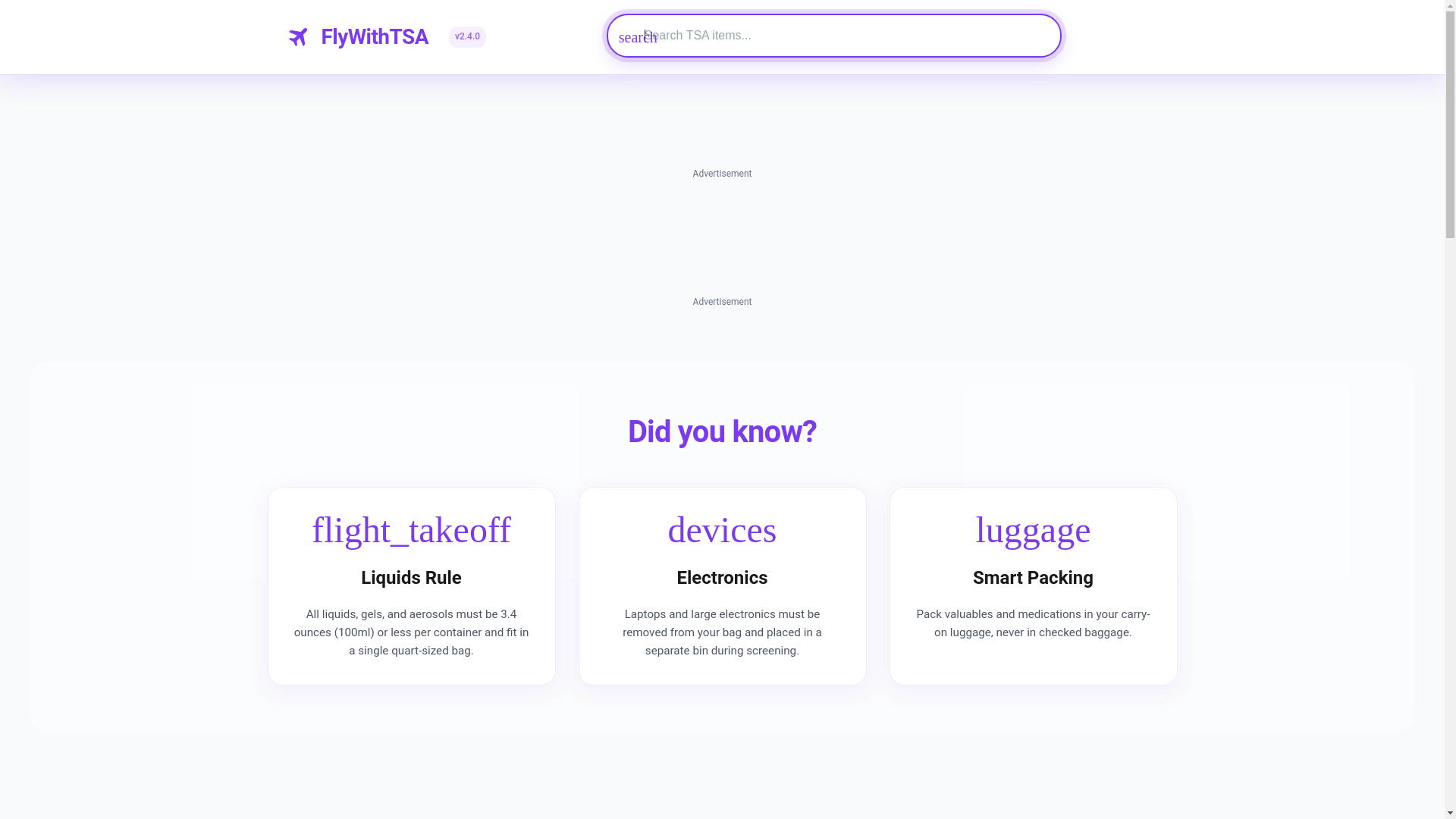 website screenshot of https://flywithtsa.app/