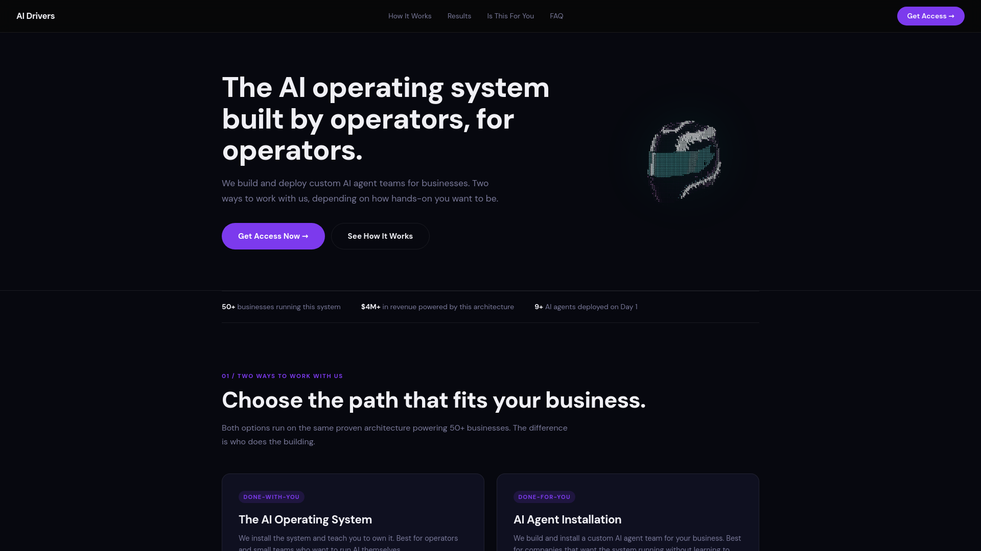 website screenshot of https://aidrivers.space/
