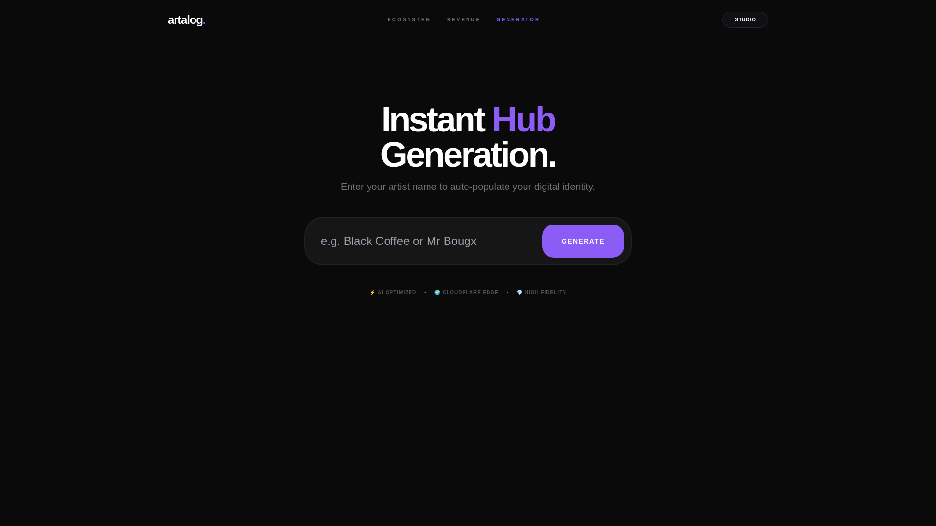 website screenshot of https://artalog-profile-generator.pages.dev/