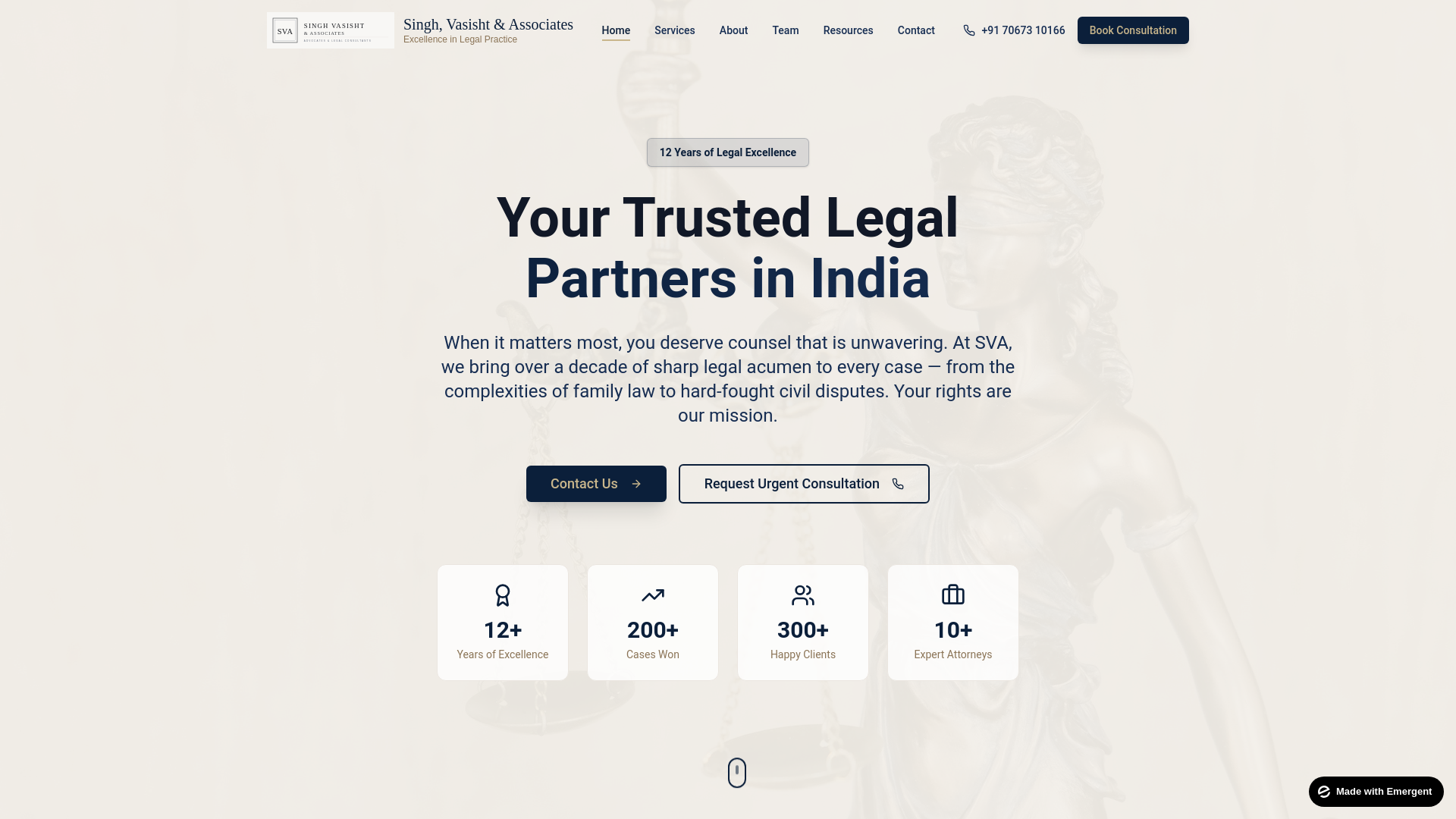 website screenshot of https://singhandvasishtassociates.com/