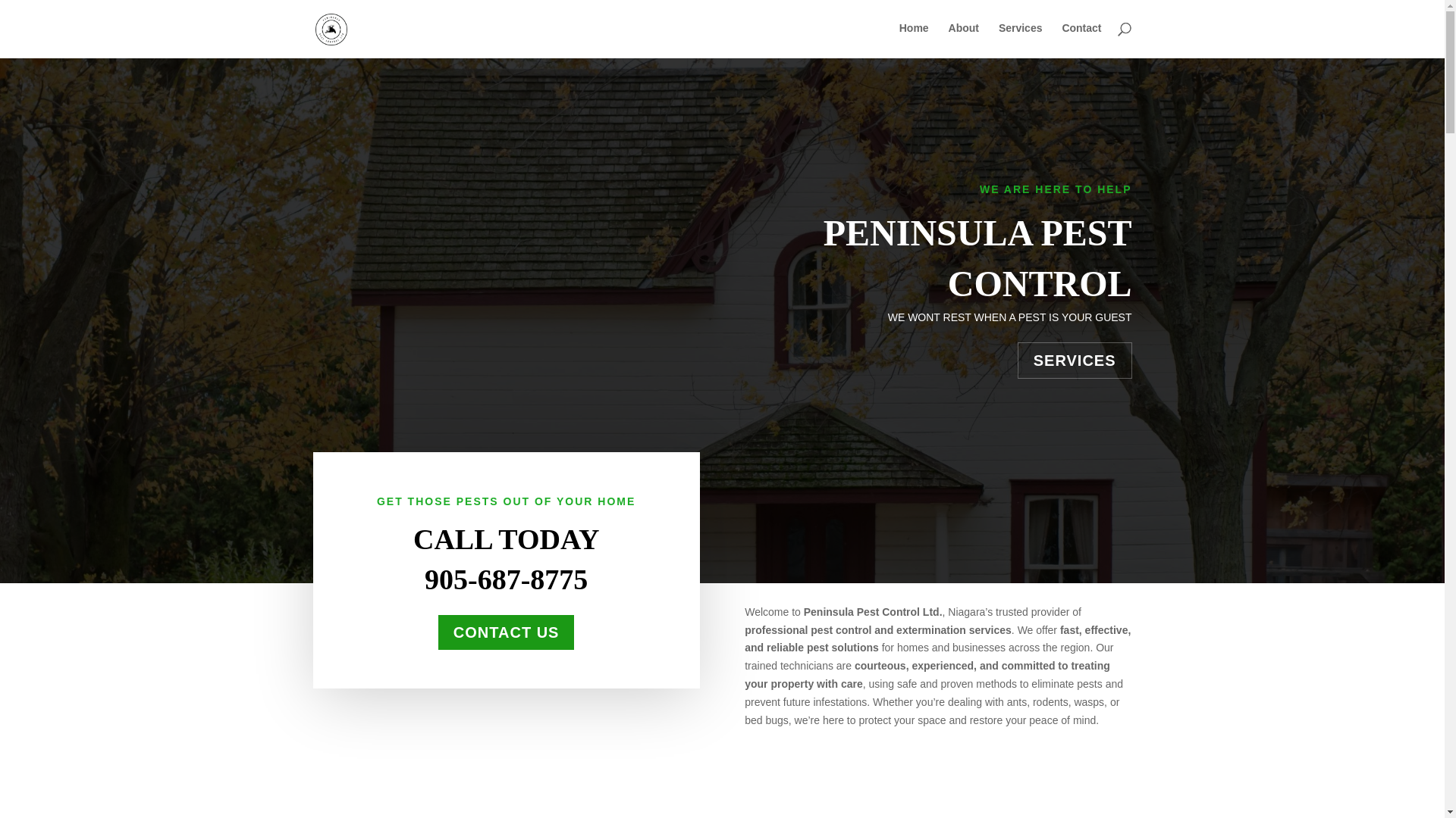 website screenshot of https://peninsulapestcontrolltd.ca/