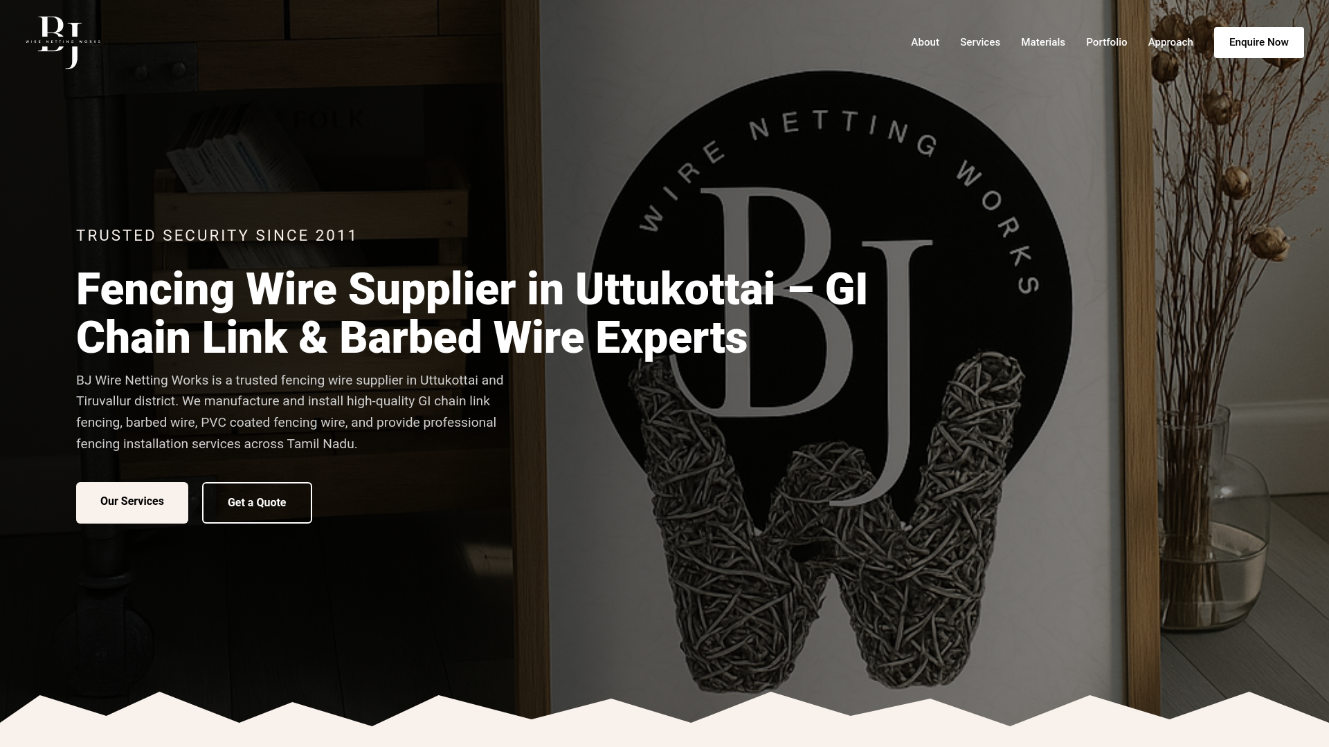 website screenshot of https://bjwirenettingworks.com/