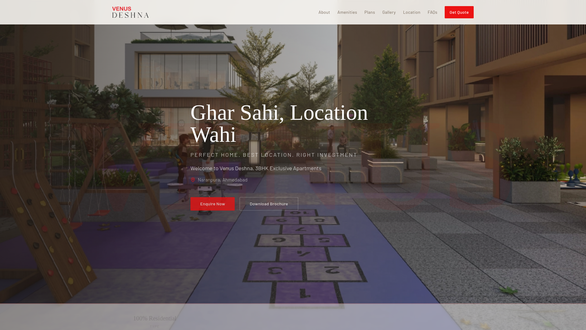 website screenshot of https://homesinnaranpura.com/