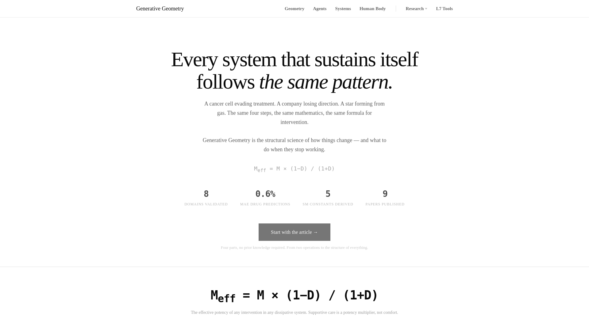website screenshot of https://generativegeometry.science/