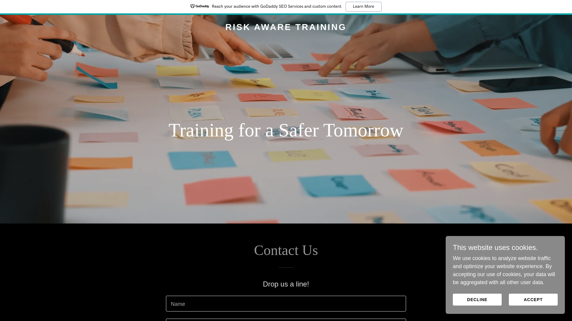 website screenshot of https://riskawaretraining.co.uk/