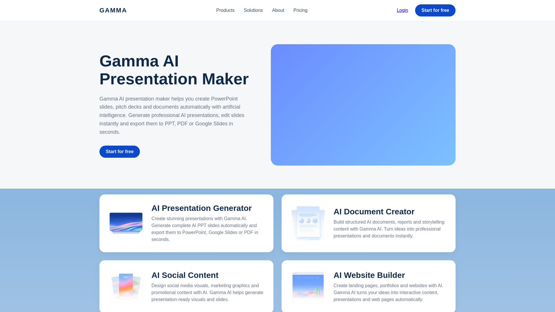 website screenshot of https://gamma-app.ai/