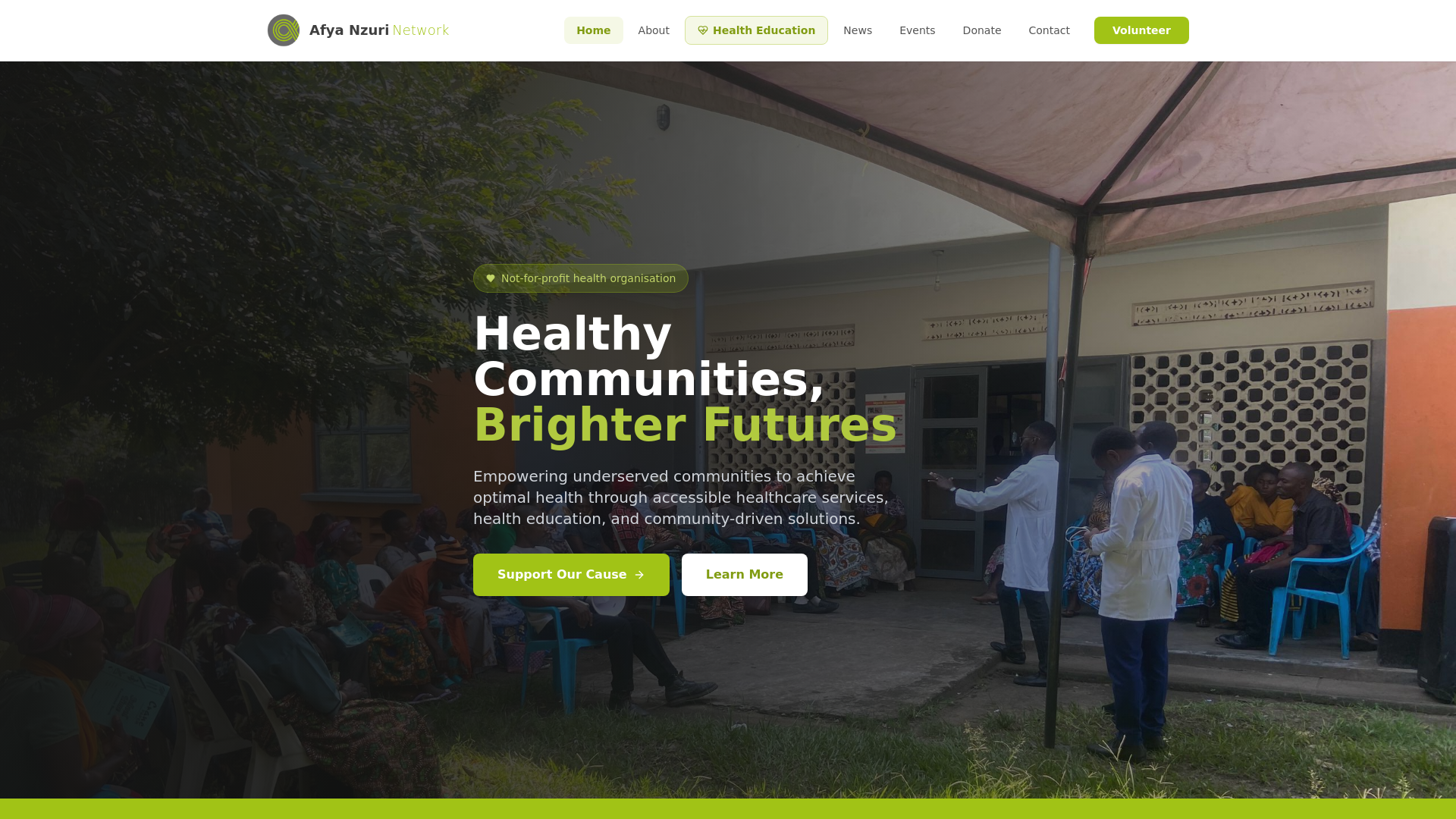 website screenshot of https://afyanzurinetwork.org/