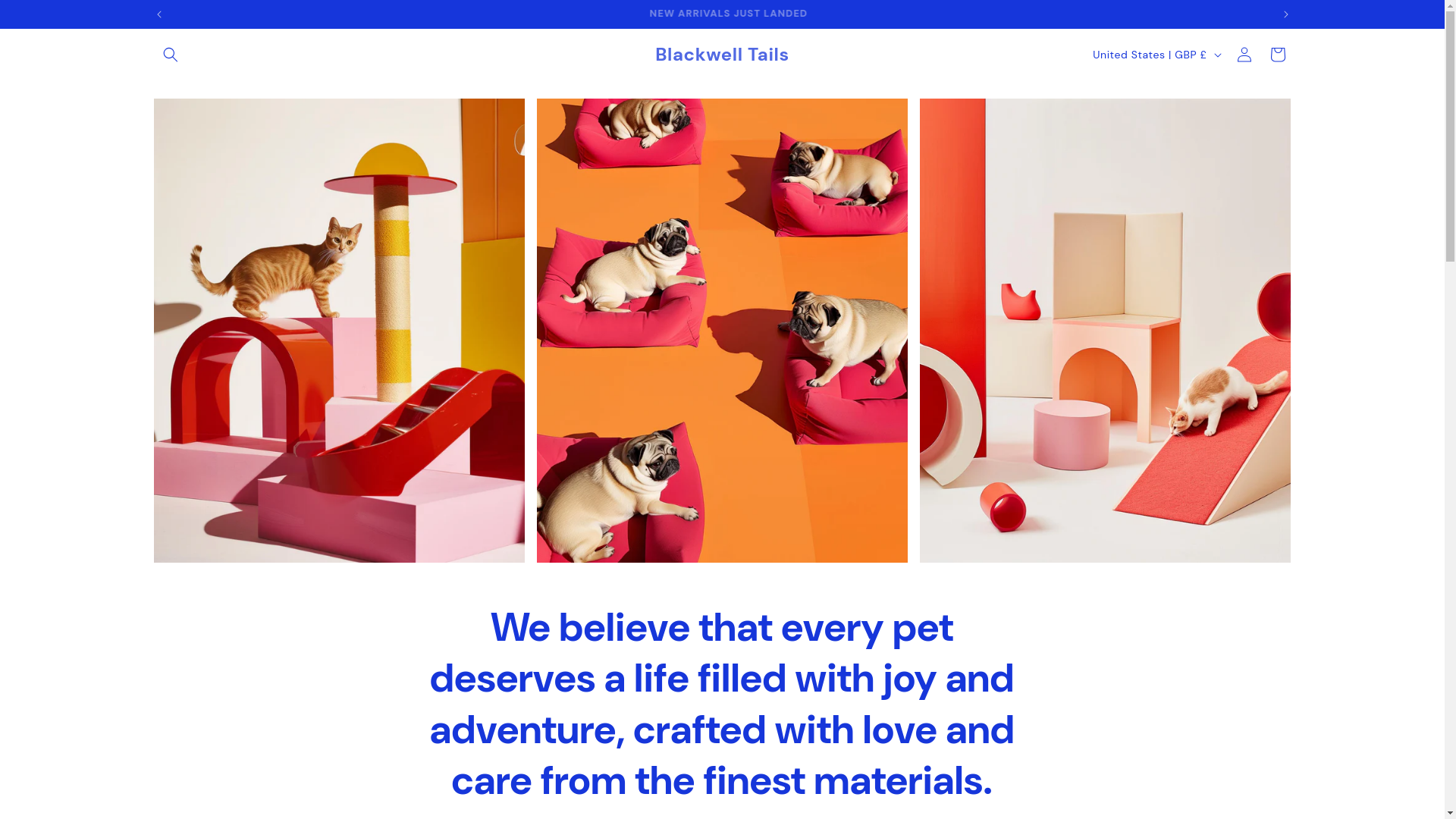 website screenshot of https://blackwelltails.store/