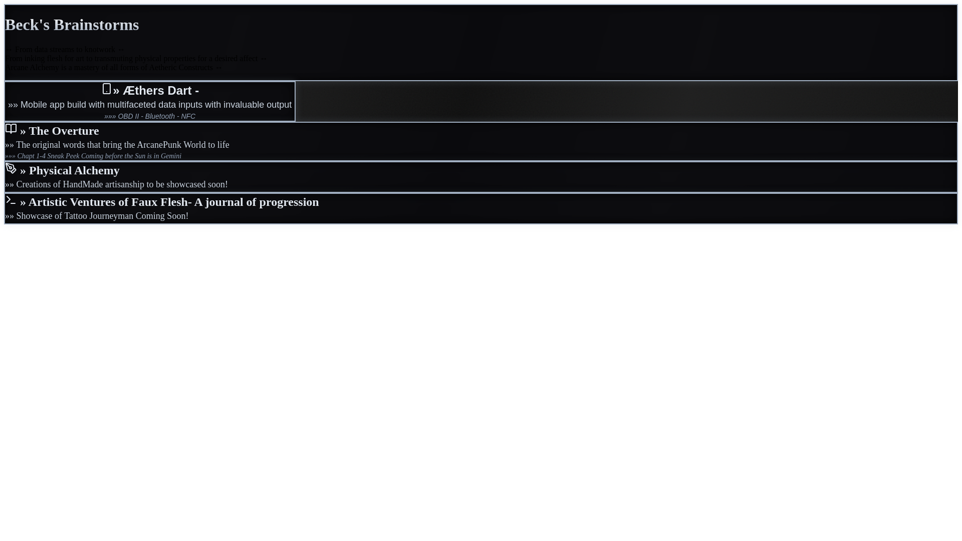 website screenshot of https://becksbrainstorms.pages.dev/