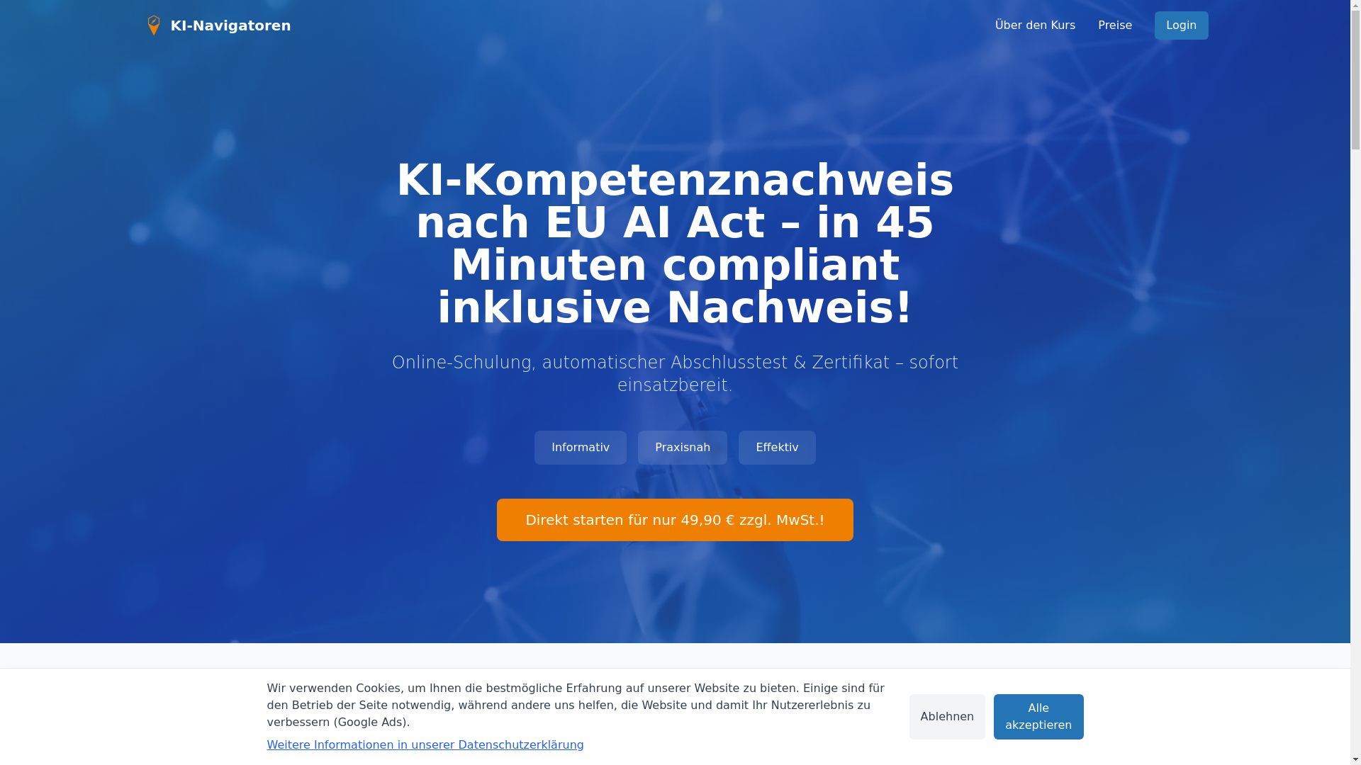 website screenshot of https://ai-kompentenznachweis.de/