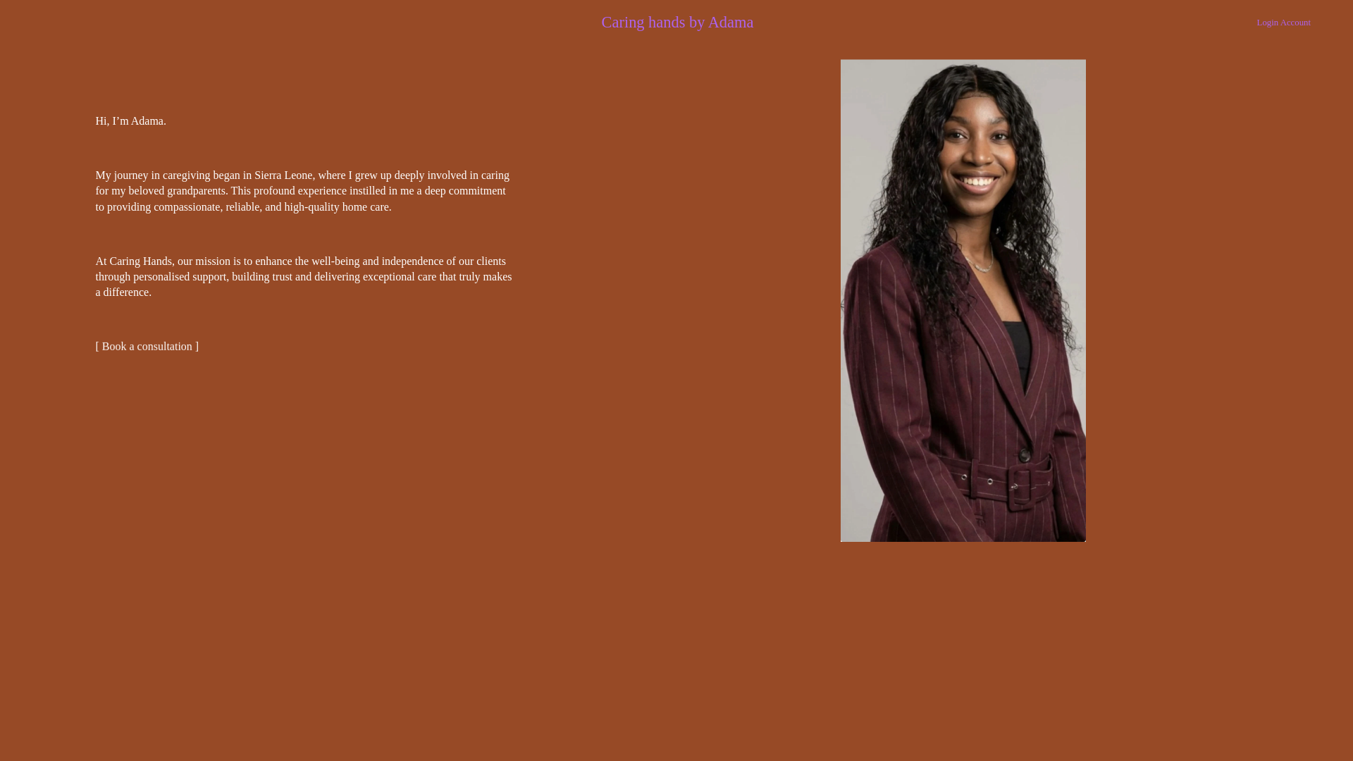 website screenshot of https://caringhandsbyadama.co.uk/