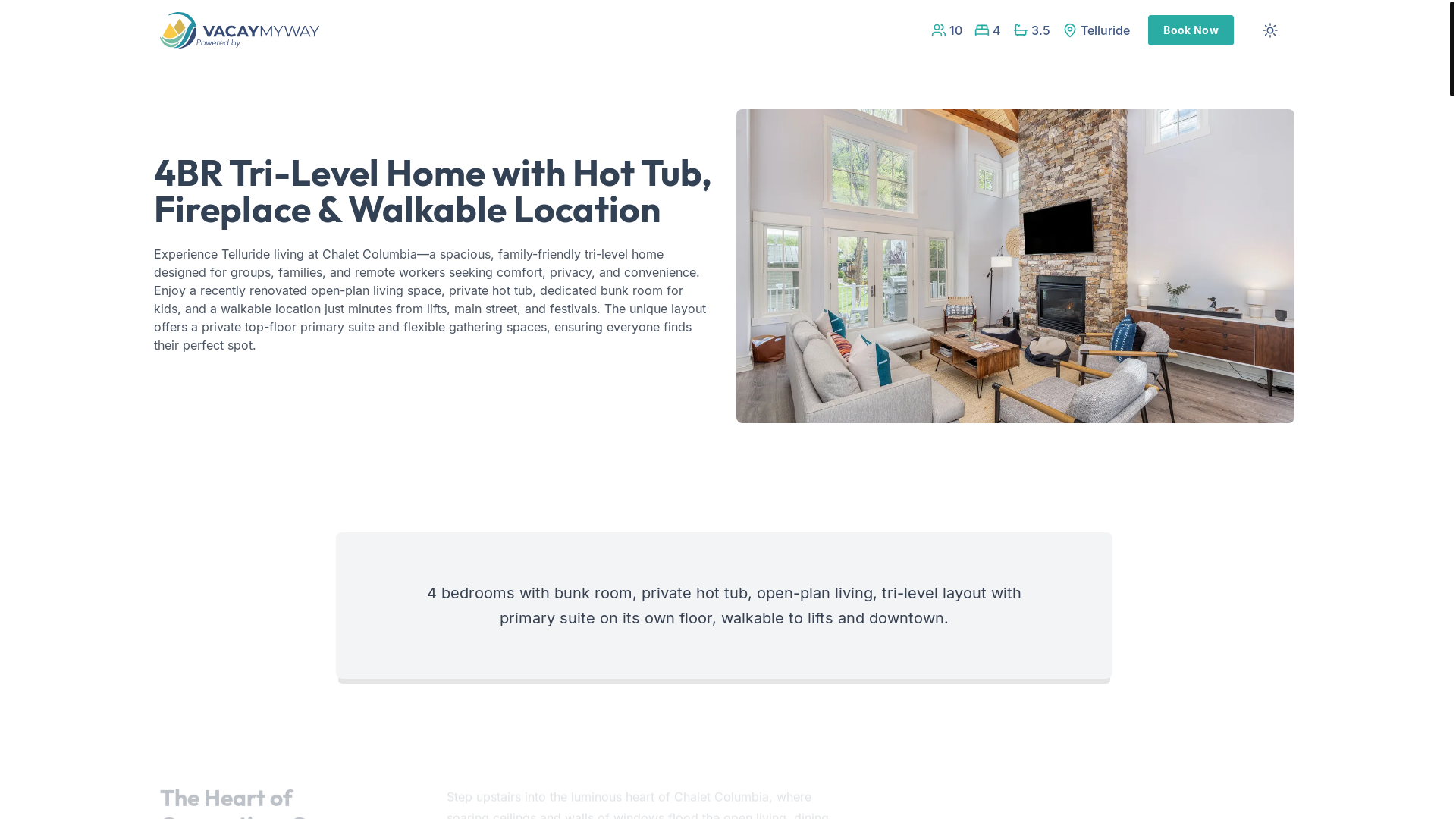 website screenshot of https://cozywestend.vacations/